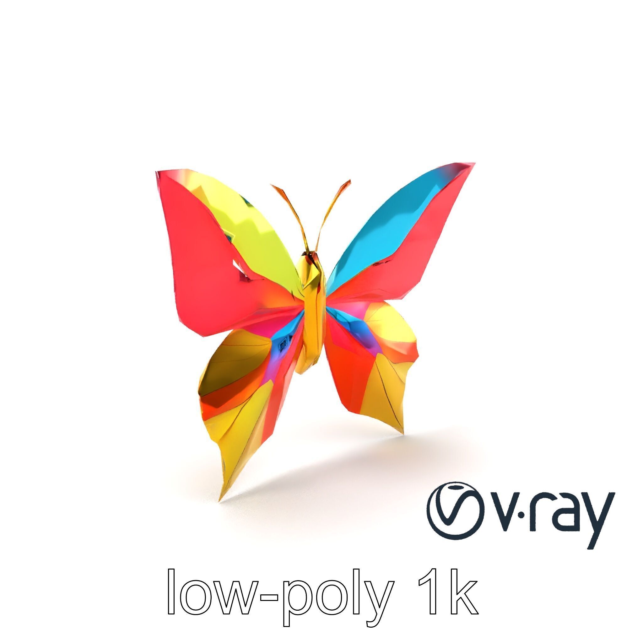 Colorful Origami Butterfly Sculpture model pack Low-poly 3D model_2