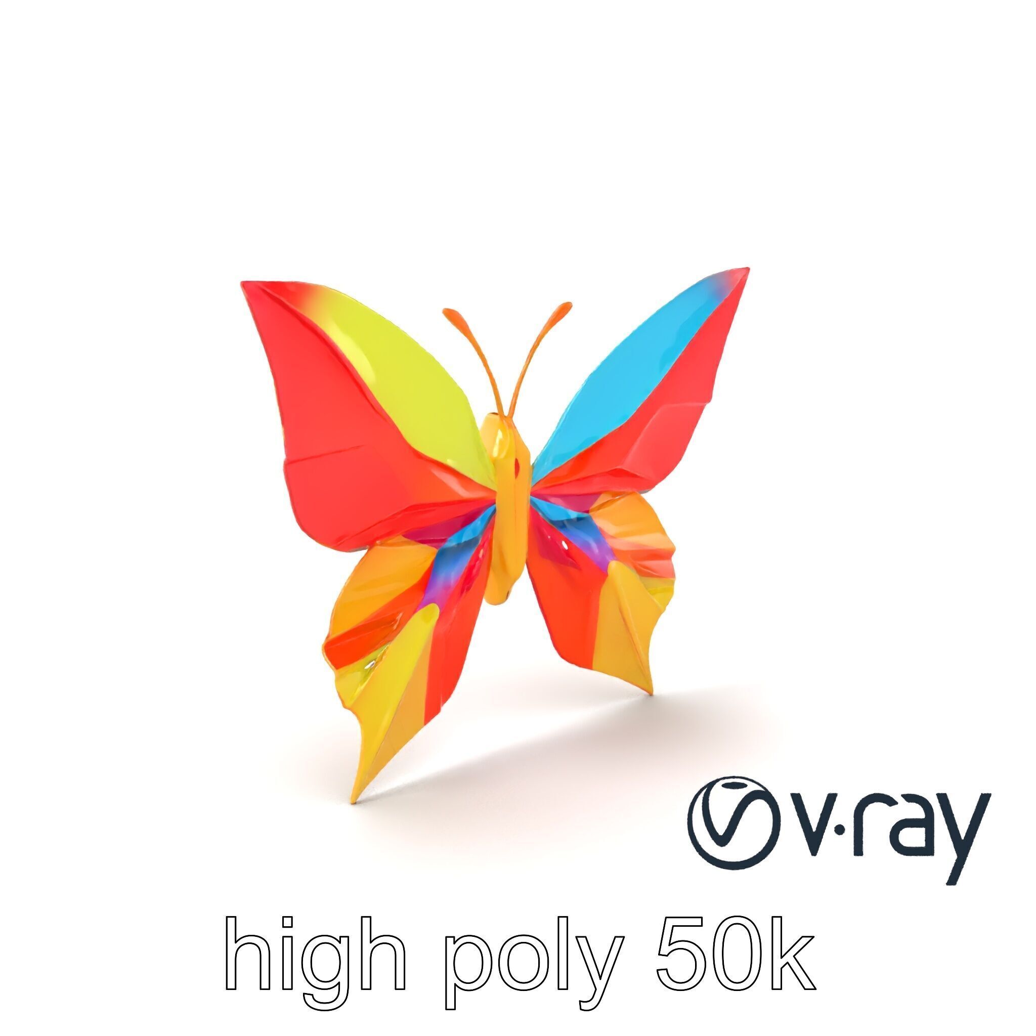 Colorful Origami Butterfly Sculpture model pack Low-poly 3D model_6