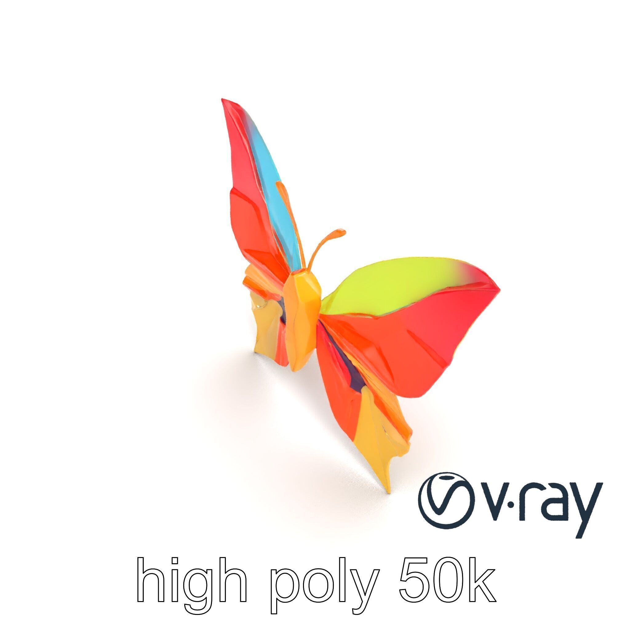 Colorful Origami Butterfly Sculpture model pack Low-poly 3D model_21