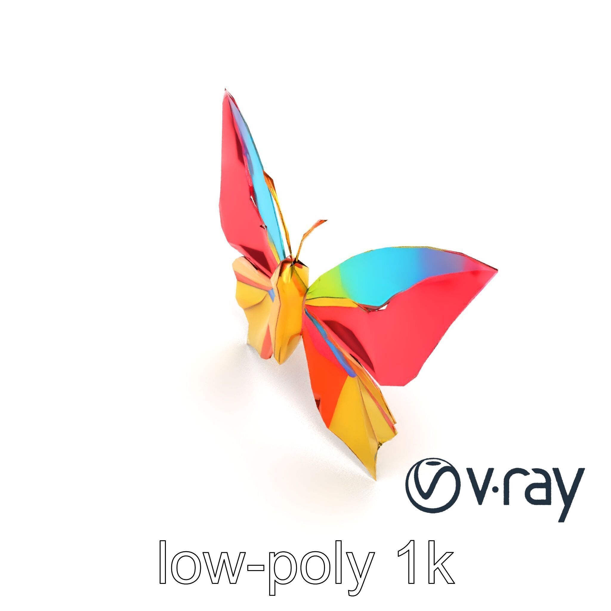 Colorful Origami Butterfly Sculpture model pack Low-poly 3D model_22