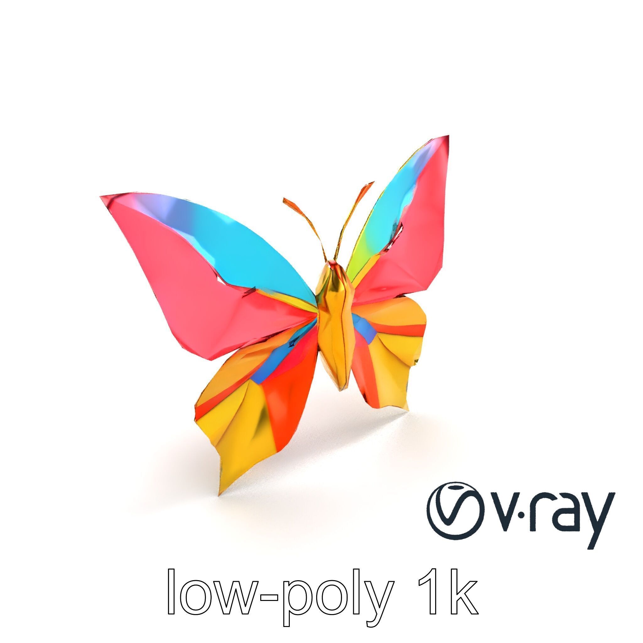 Colorful Origami Butterfly Sculpture model pack Low-poly 3D model_8