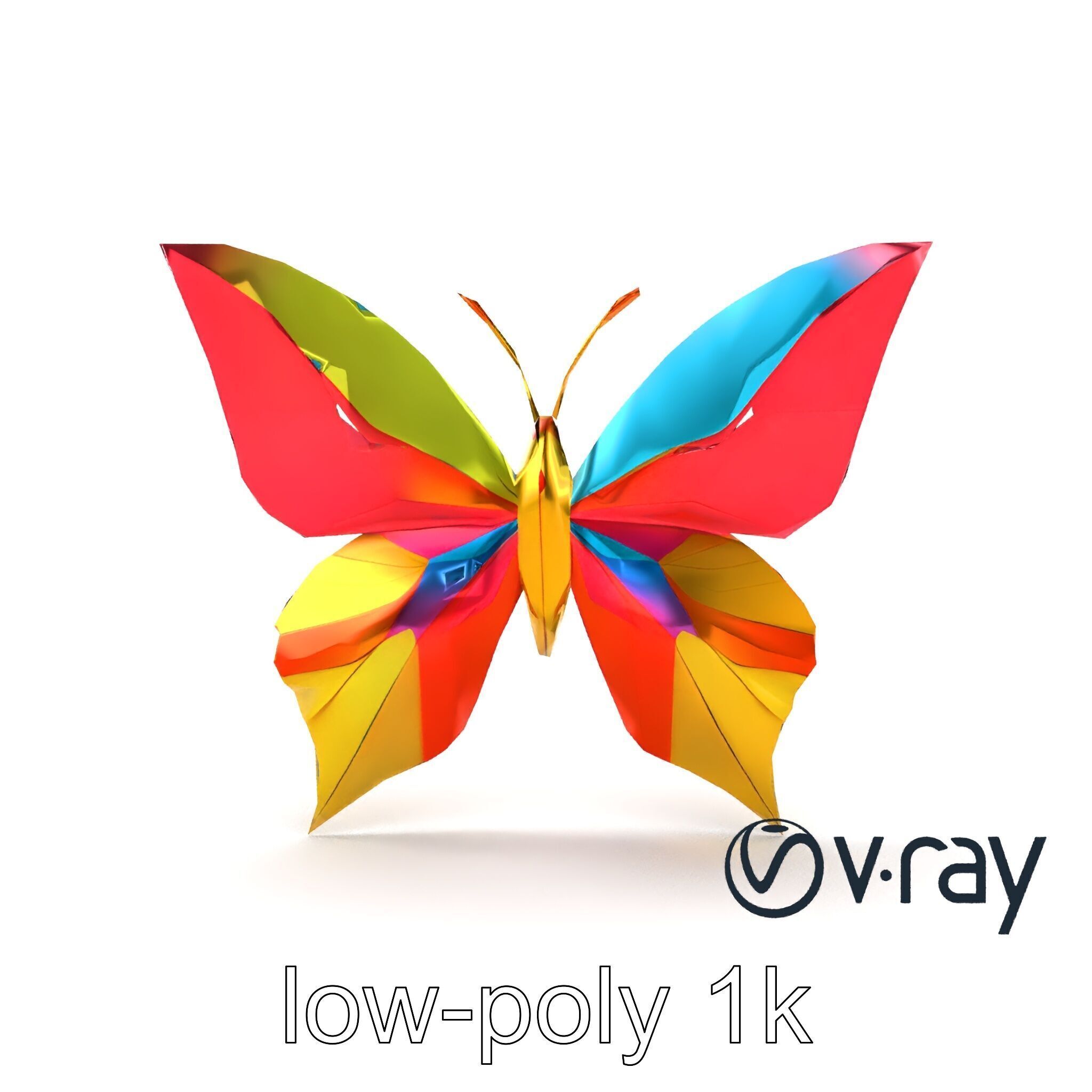 Colorful Origami Butterfly Sculpture model pack Low-poly 3D model_25
