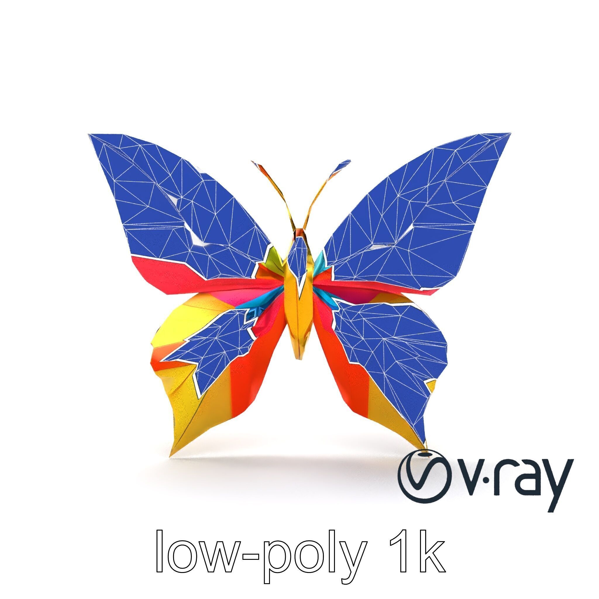 Colorful Origami Butterfly Sculpture model pack Low-poly 3D model_30