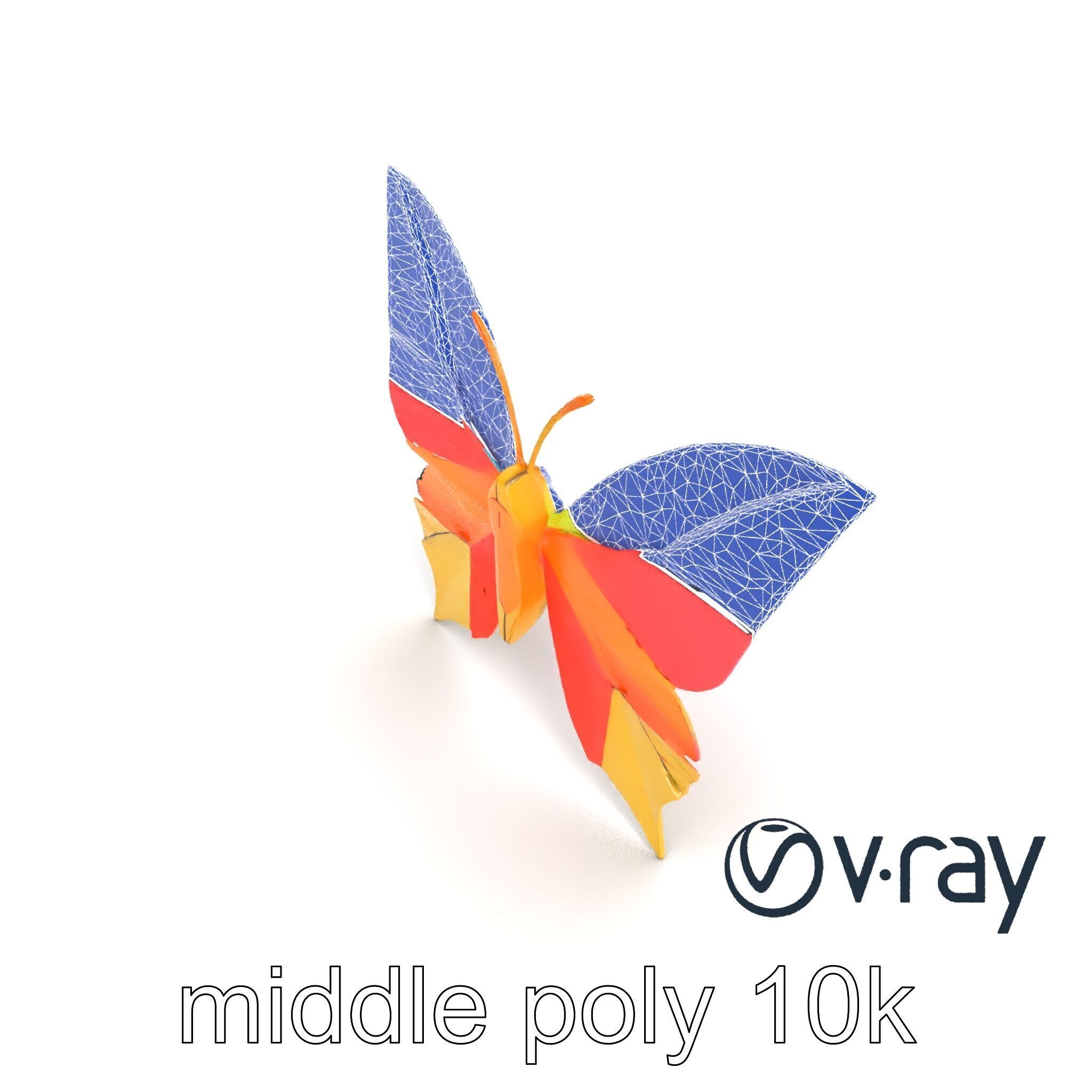 Colorful Origami Butterfly Sculpture model pack Low-poly 3D model_11