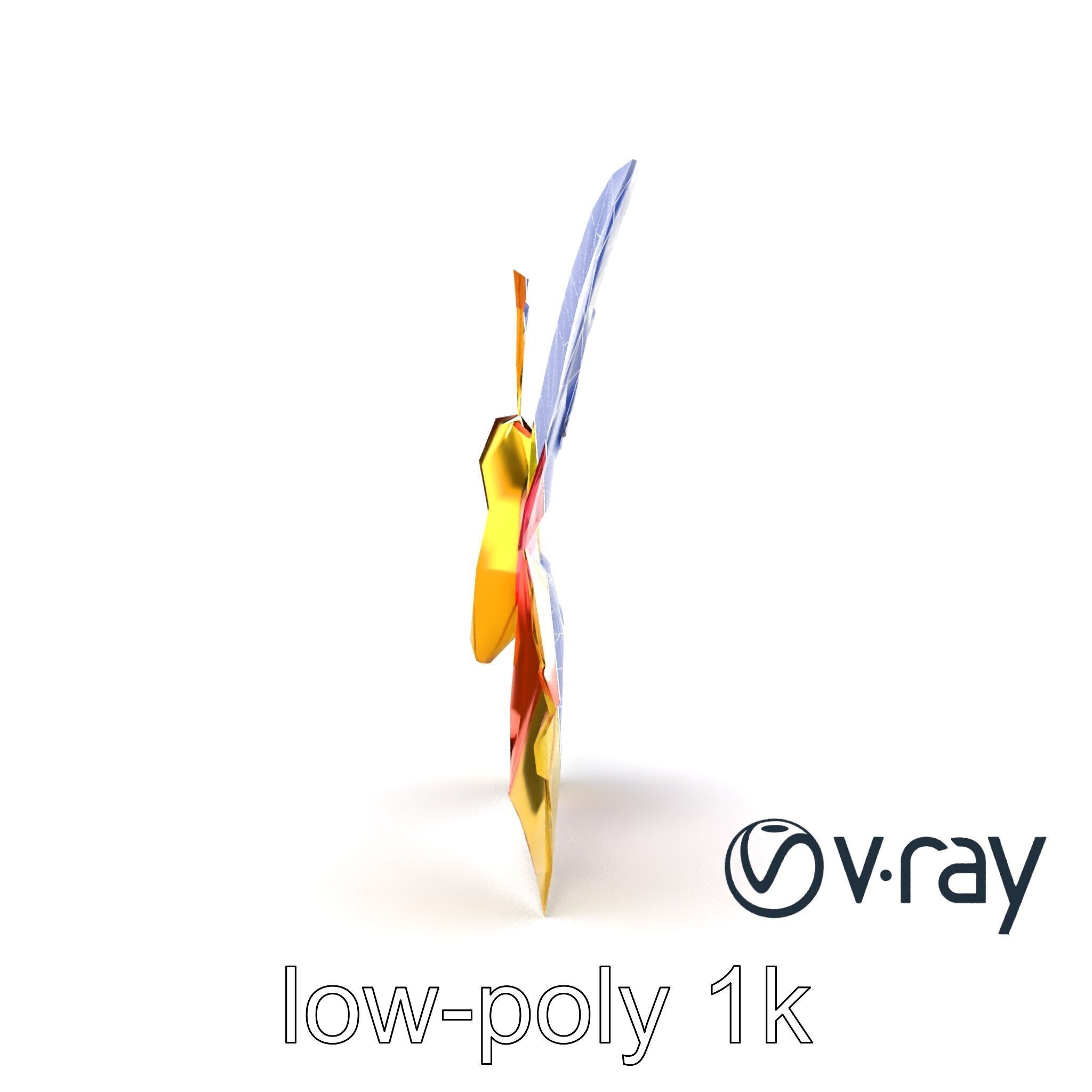 Colorful Origami Butterfly Sculpture model pack Low-poly 3D model_12