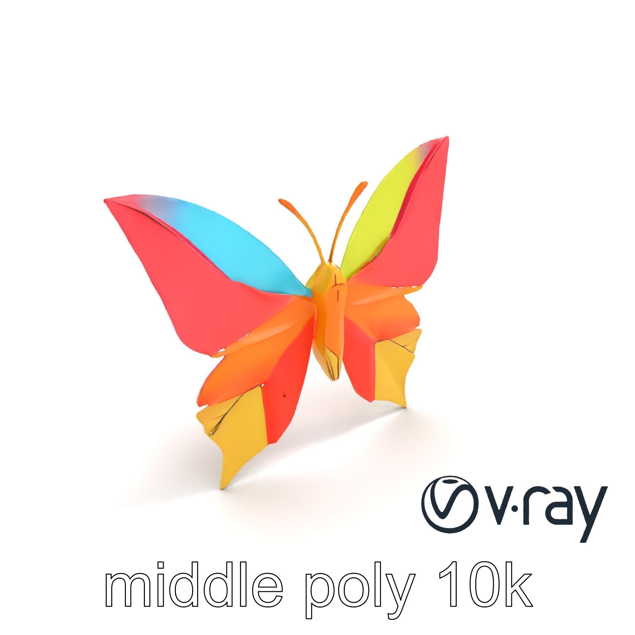 Colorful Origami Butterfly Sculpture model pack Low-poly 3D model_7
