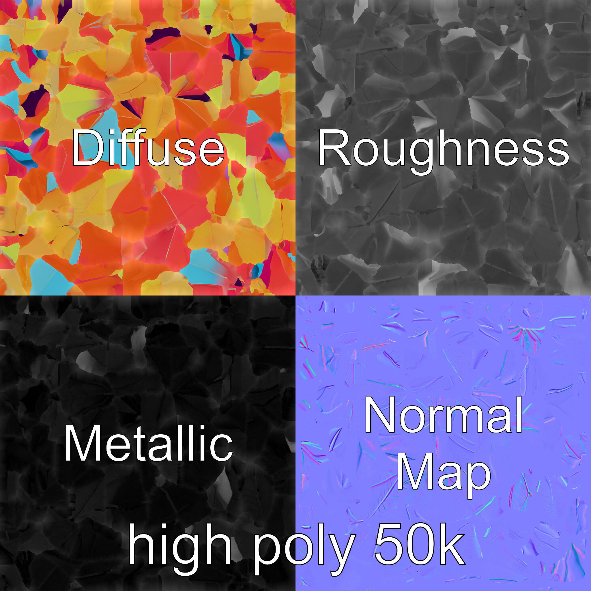 Colorful Origami Butterfly Sculpture model pack Low-poly 3D model_1