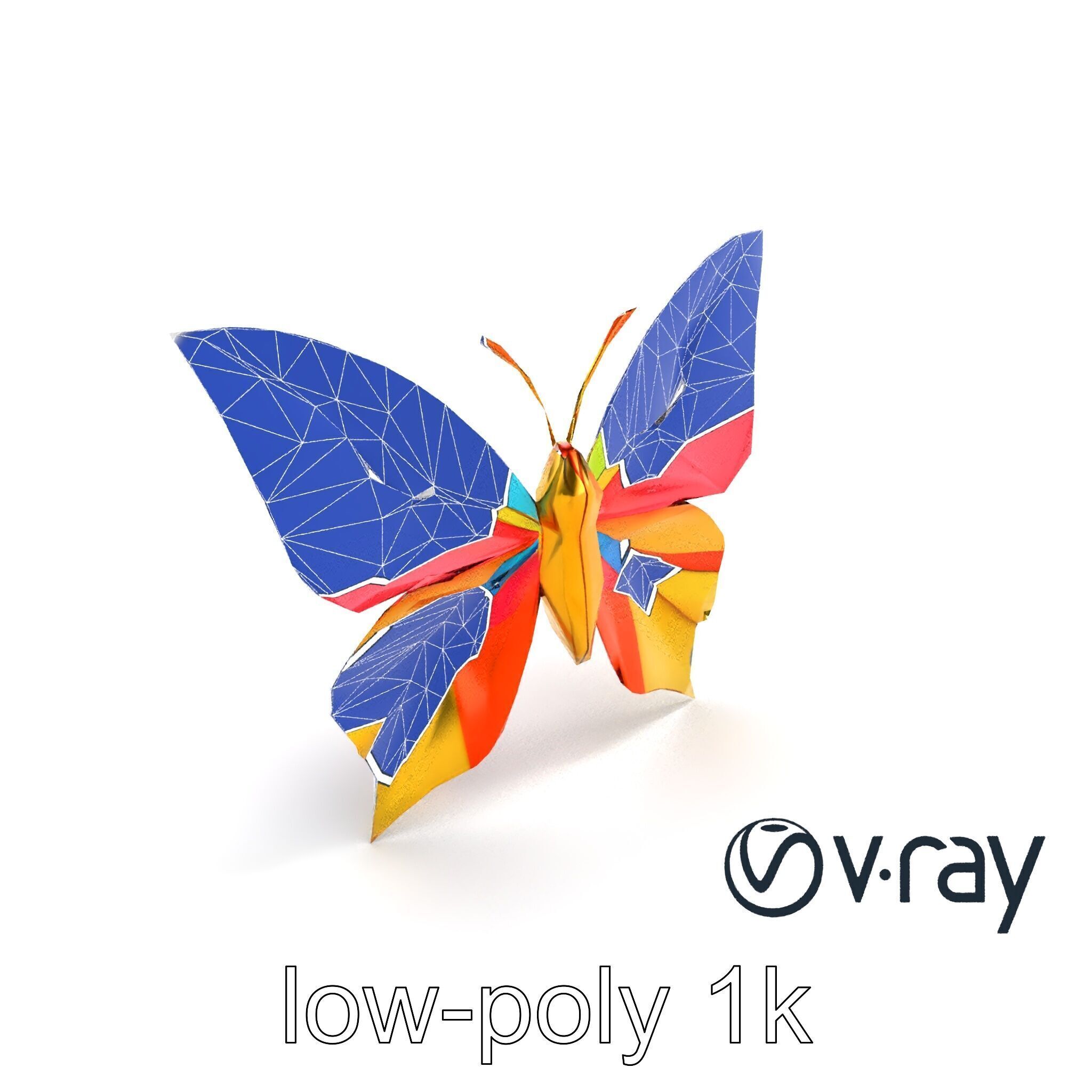 Colorful Origami Butterfly Sculpture model pack Low-poly 3D model_10
