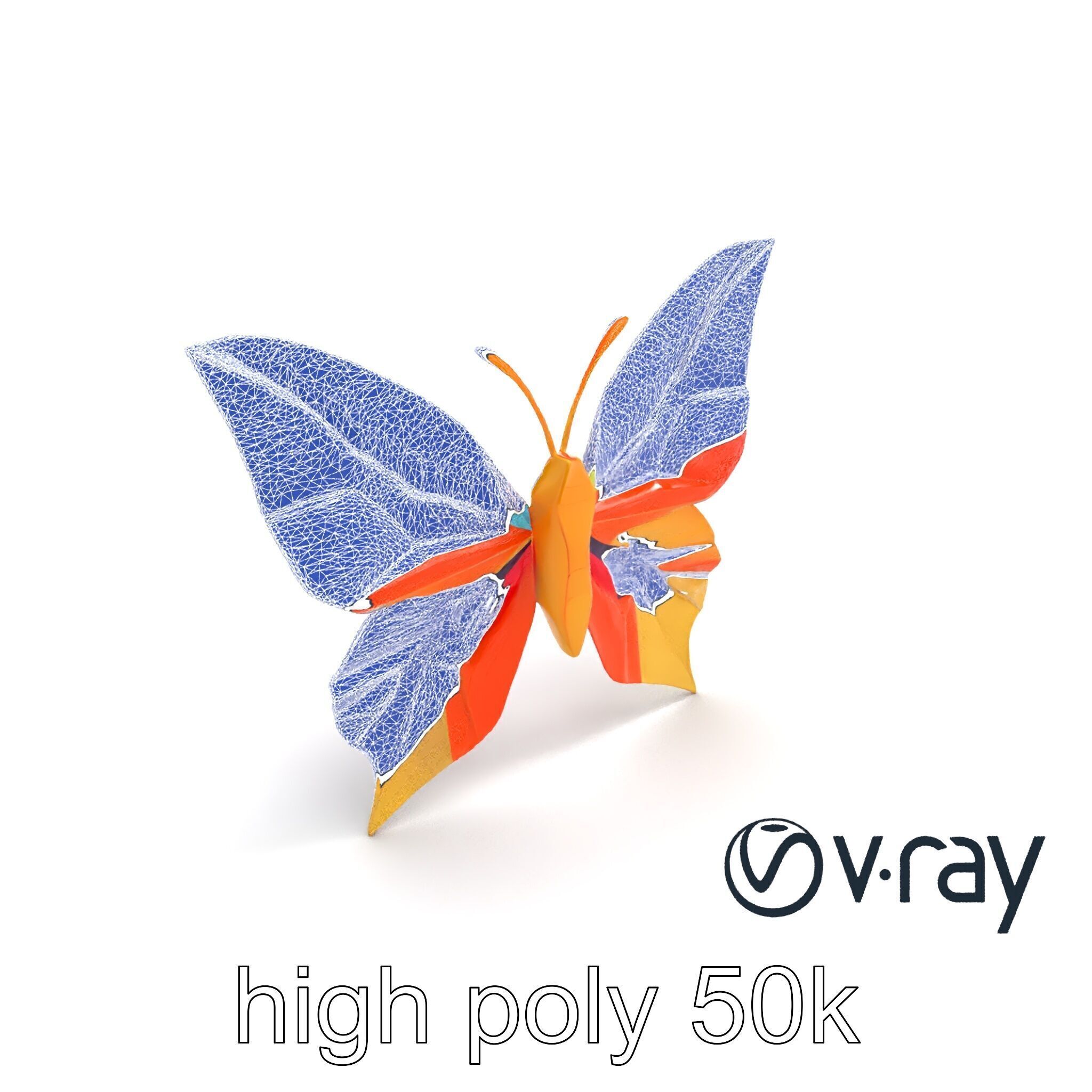 Colorful Origami Butterfly Sculpture model pack Low-poly 3D model_29