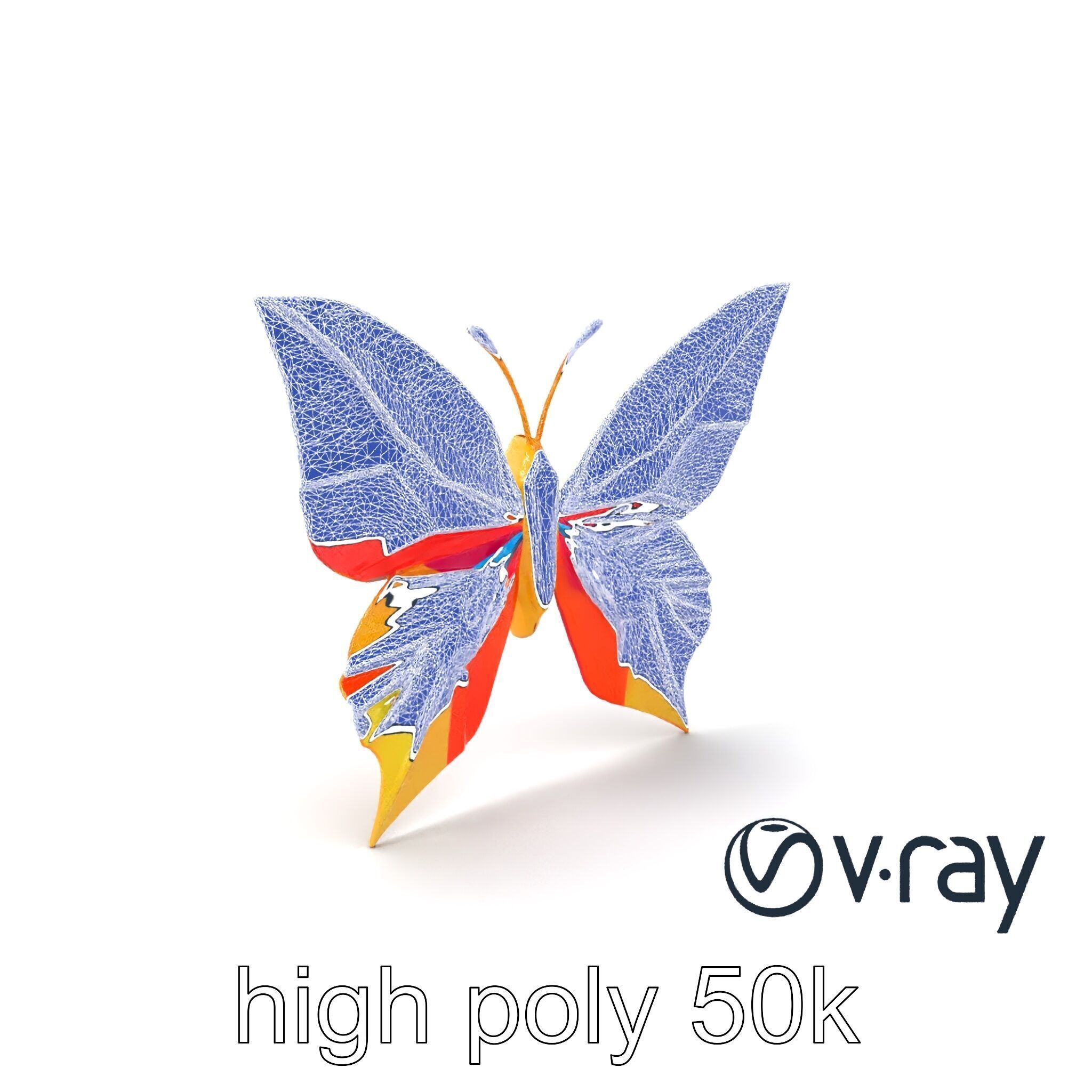 Colorful Origami Butterfly Sculpture model pack Low-poly 3D model_9