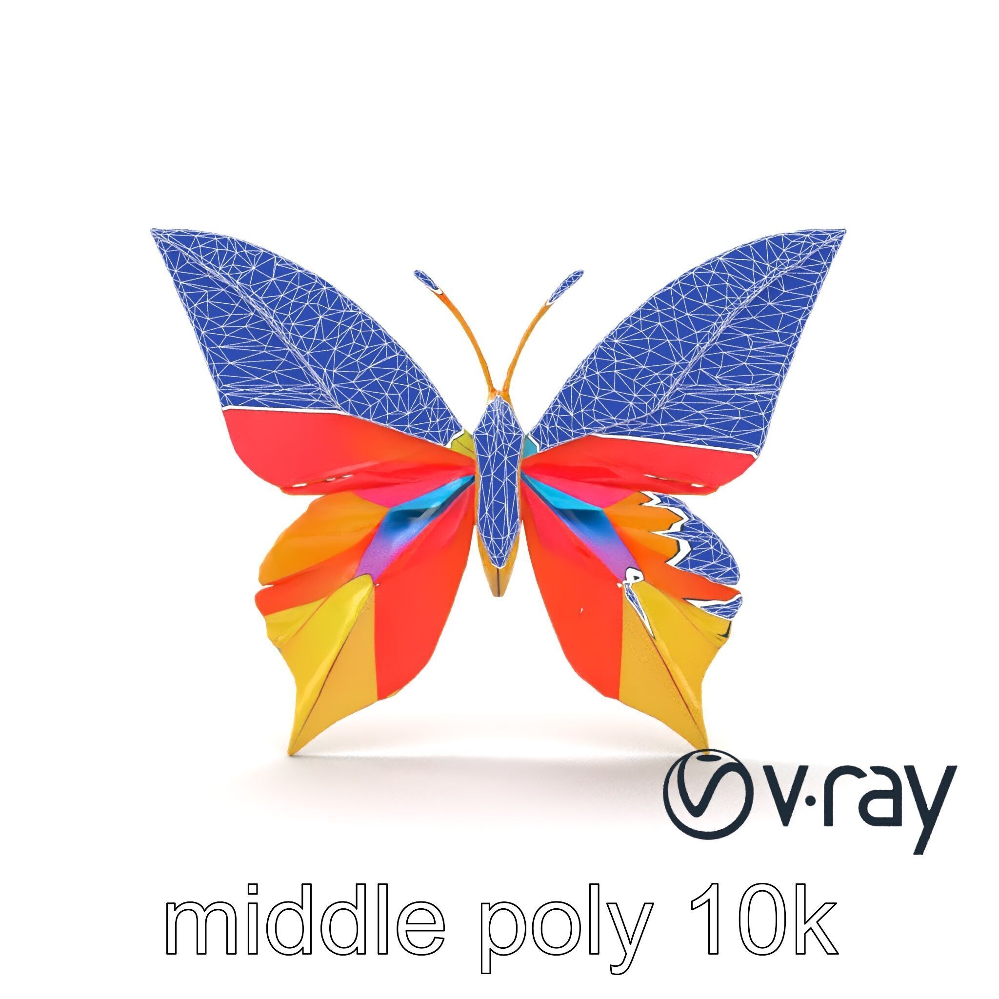 Colorful Origami Butterfly Sculpture model pack Low-poly 3D model_31