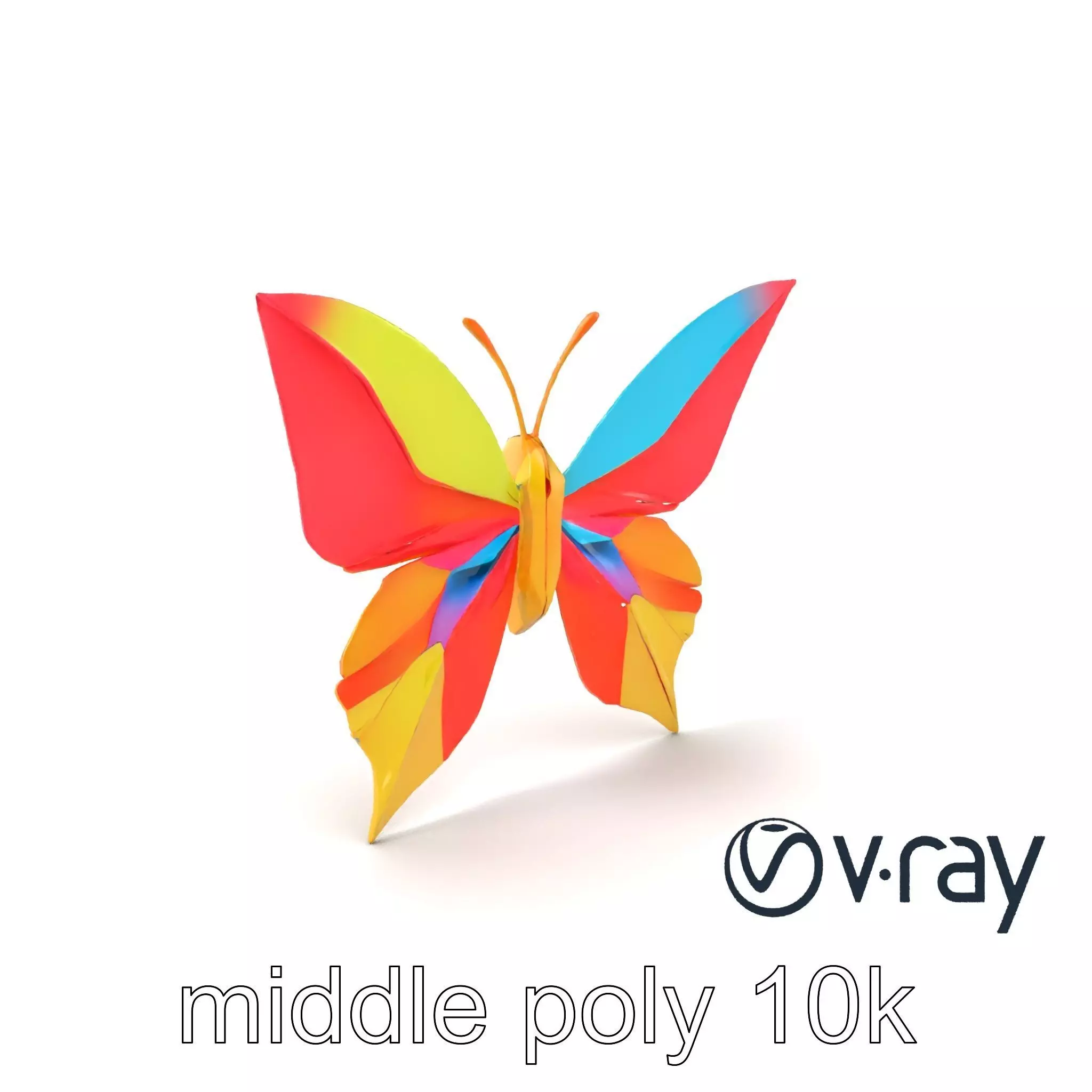 Colorful Origami Butterfly Sculpture model pack Low-poly 3D model_0