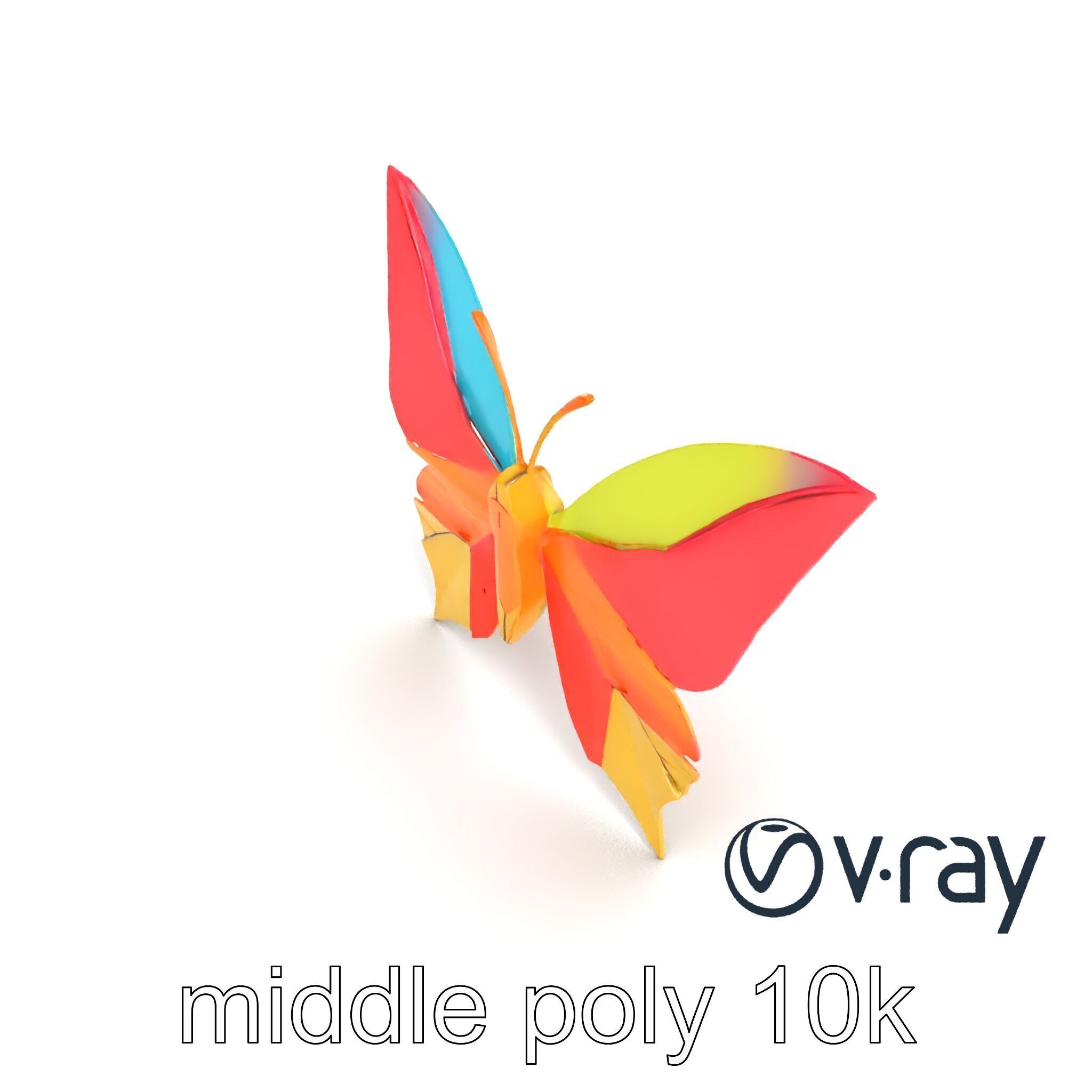 Colorful Origami Butterfly Sculpture model pack Low-poly 3D model_23
