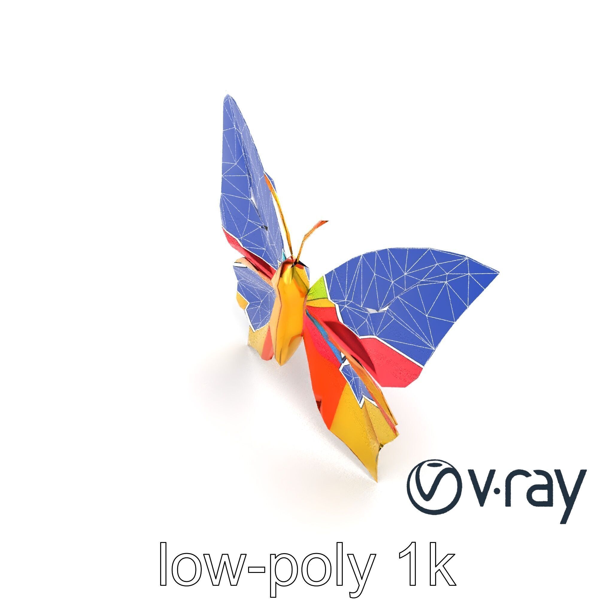 Colorful Origami Butterfly Sculpture model pack Low-poly 3D model_19