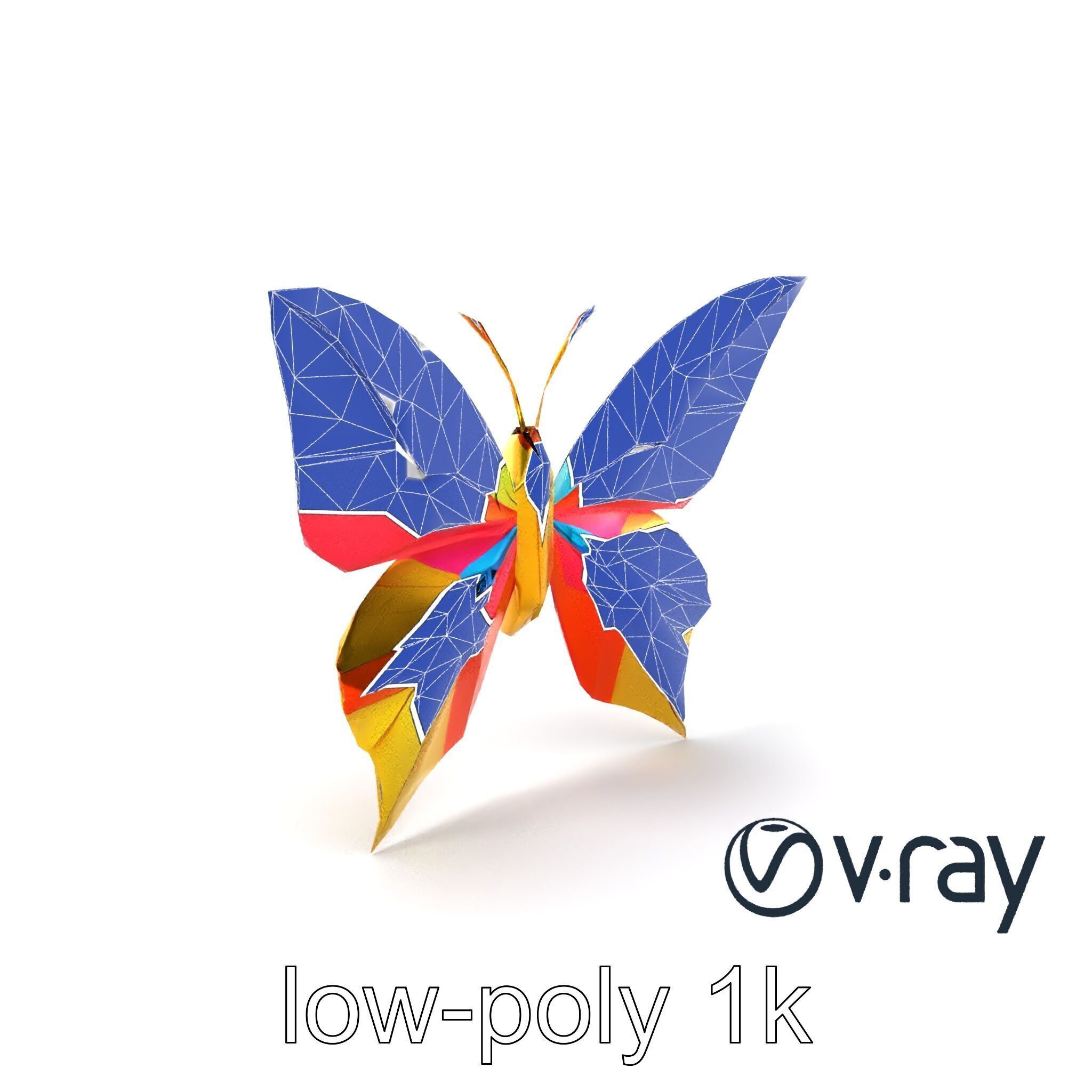 Colorful Origami Butterfly Sculpture model pack Low-poly 3D model_5
