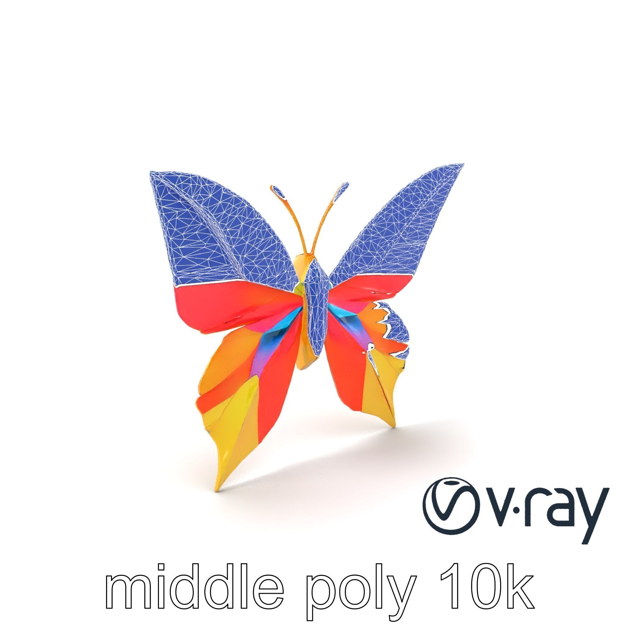 Colorful Origami Butterfly Sculpture model pack Low-poly 3D model_4