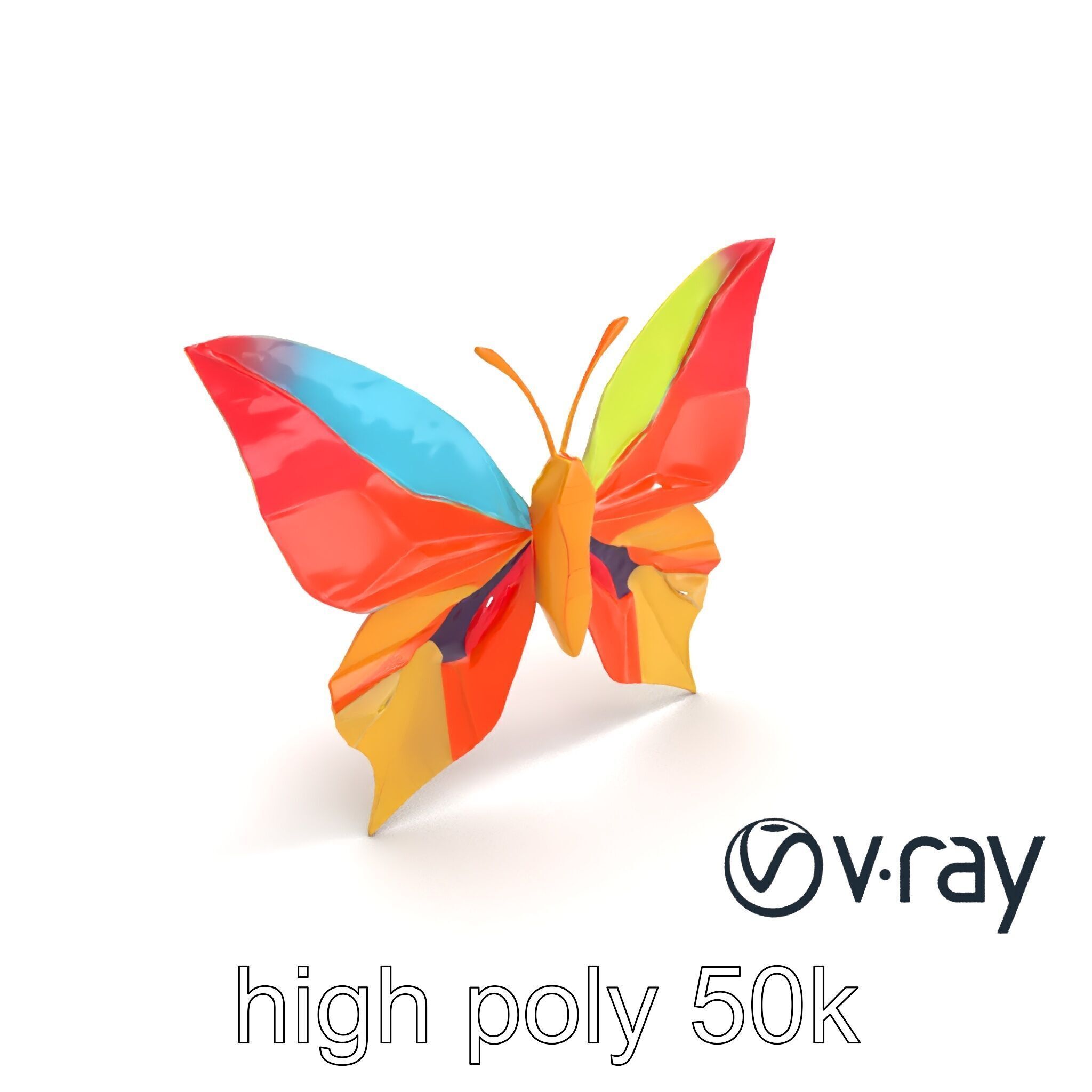 Colorful Origami Butterfly Sculpture model pack Low-poly 3D model_15