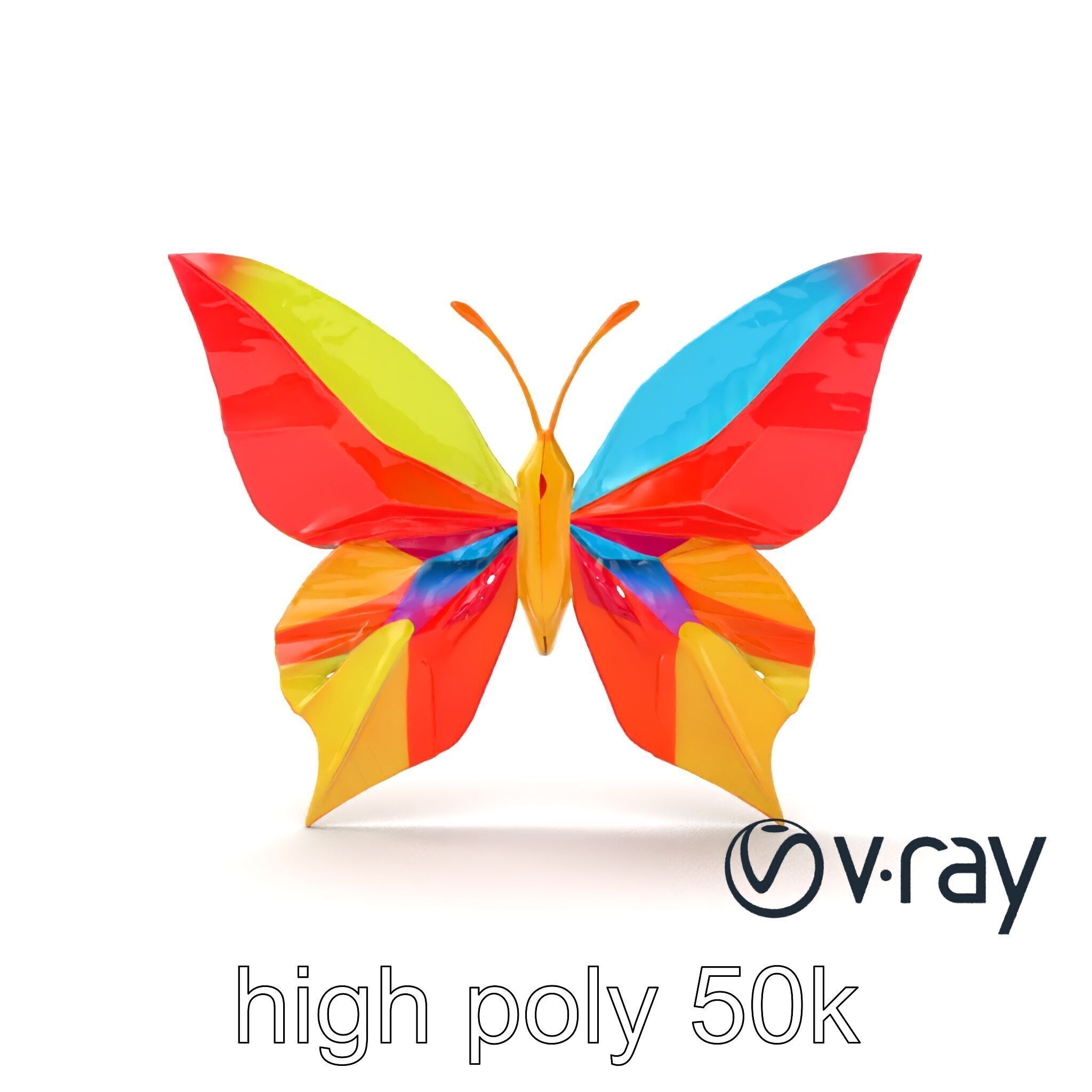 Colorful Origami Butterfly Sculpture model pack Low-poly 3D model_20