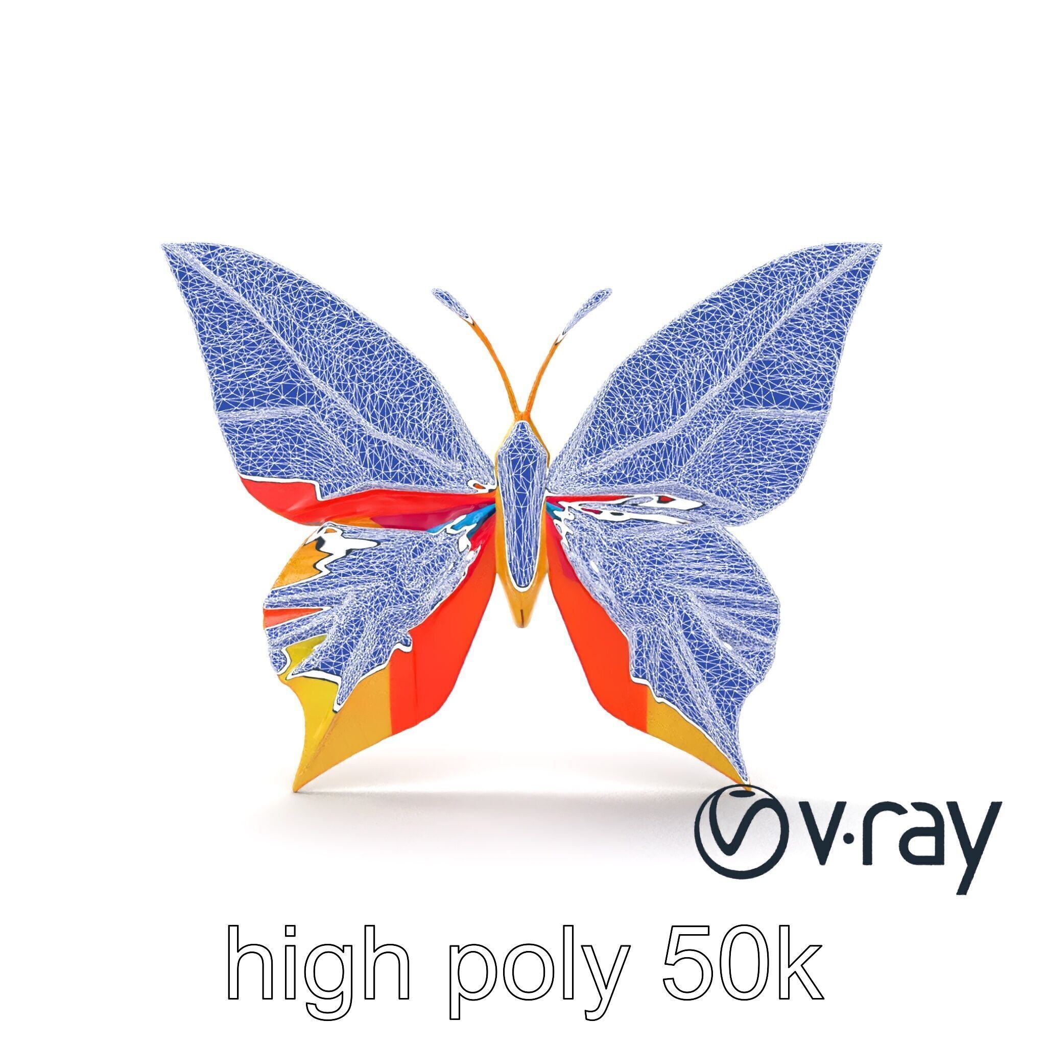 Colorful Origami Butterfly Sculpture model pack Low-poly 3D model_27