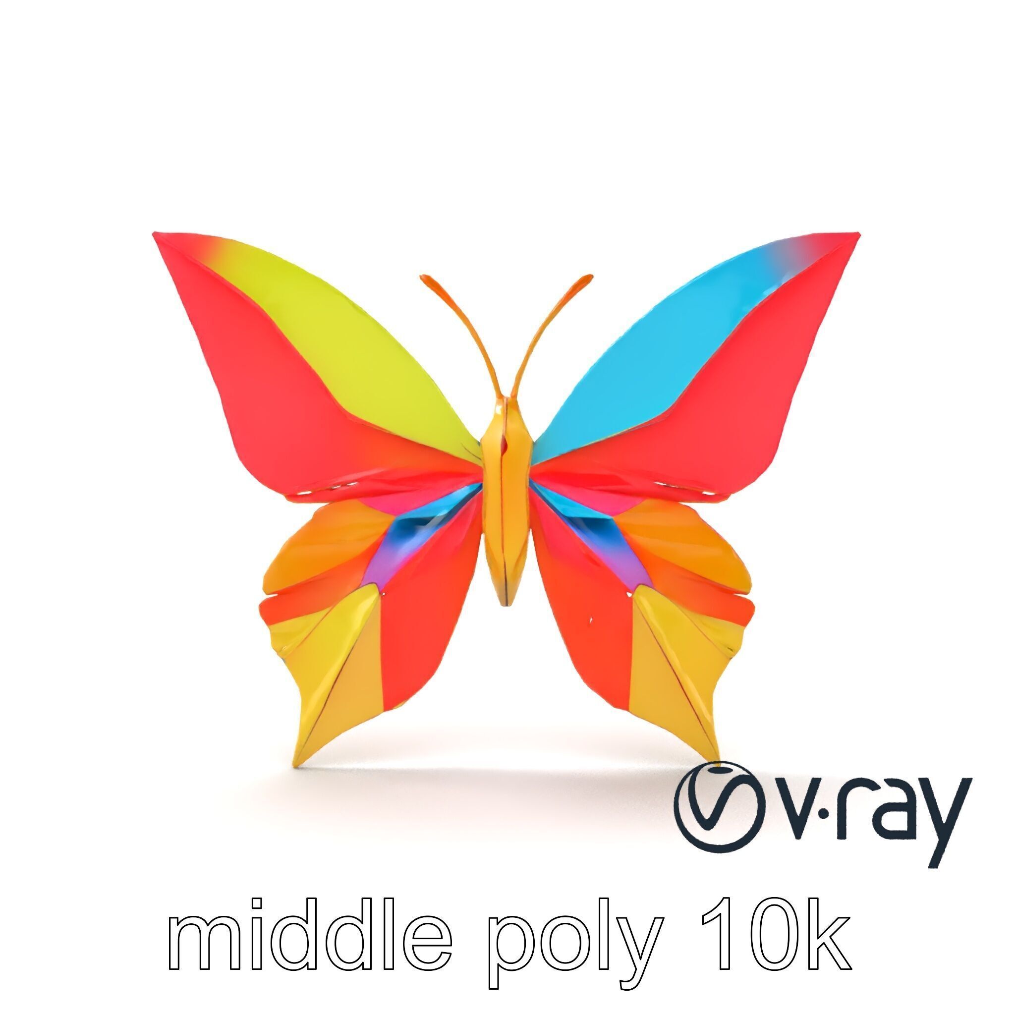 Colorful Origami Butterfly Sculpture model pack Low-poly 3D model_28