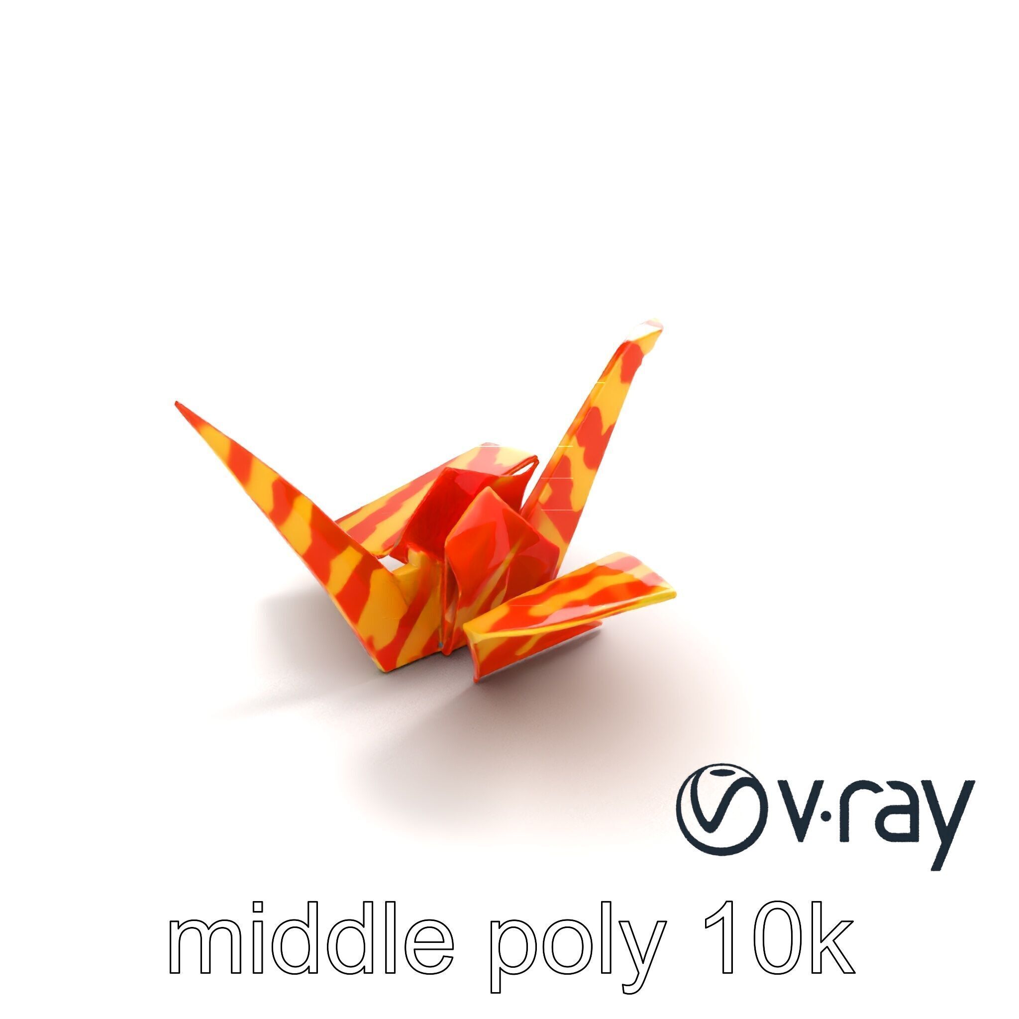 Elegant Origami Crane model pack Low-poly 3D model_4