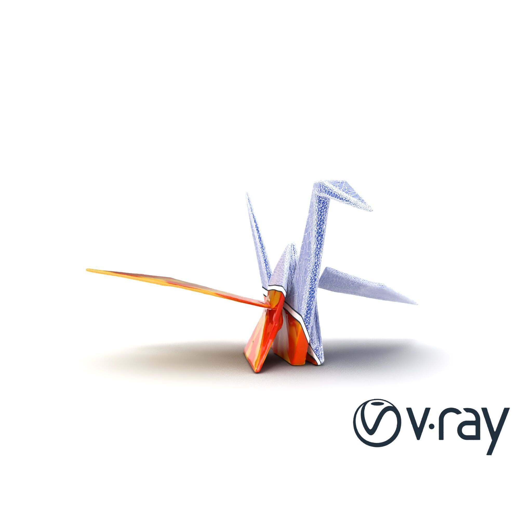 Elegant Origami Crane model pack Low-poly 3D model_18