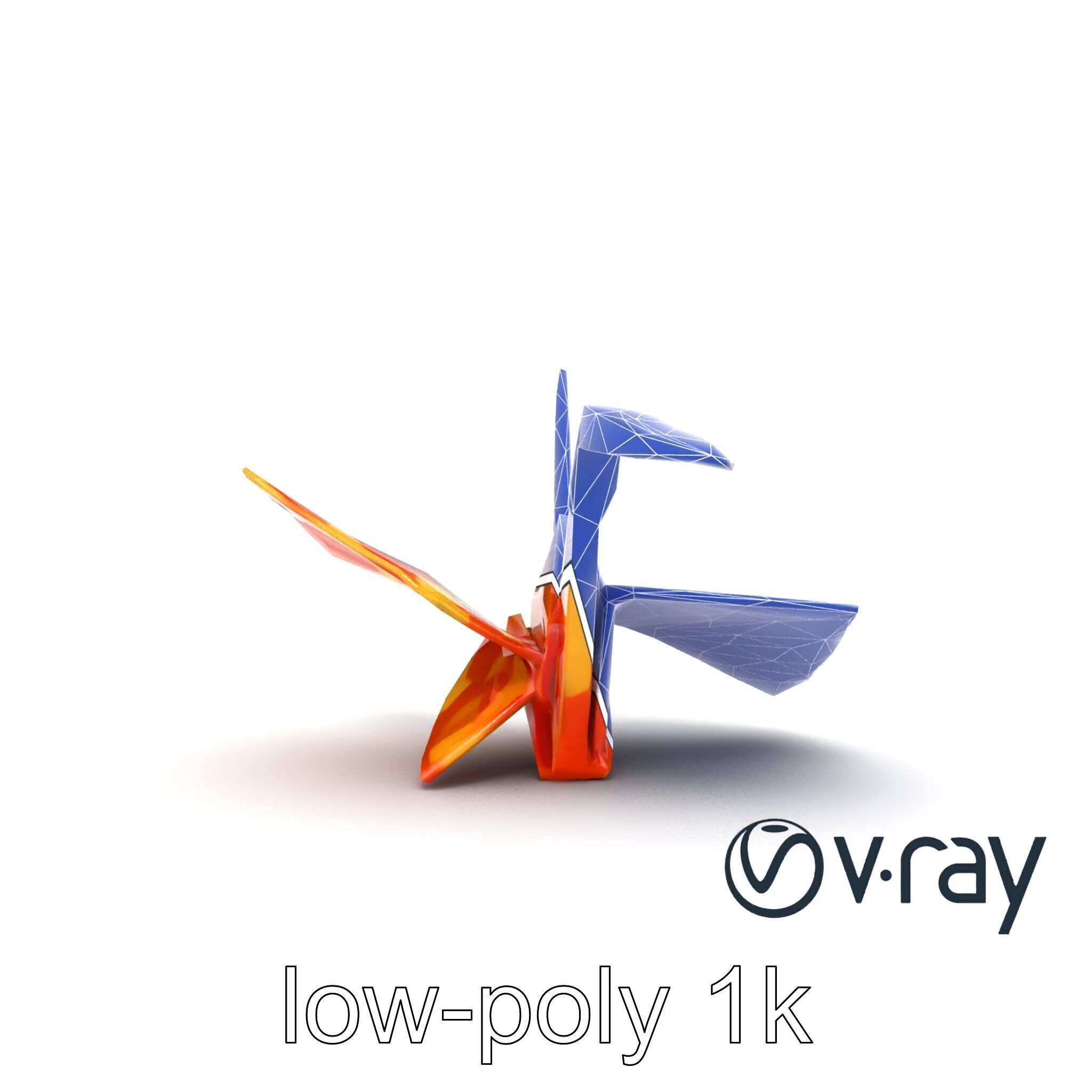Elegant Origami Crane model pack Low-poly 3D model_26