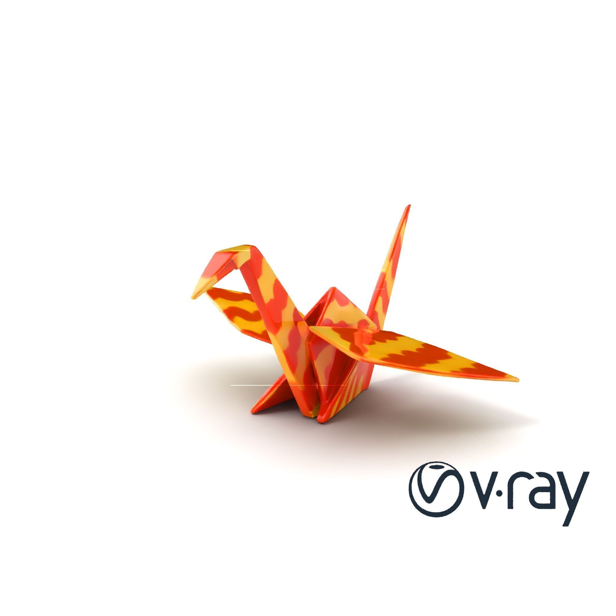 Elegant Origami Crane model pack Low-poly 3D model_6