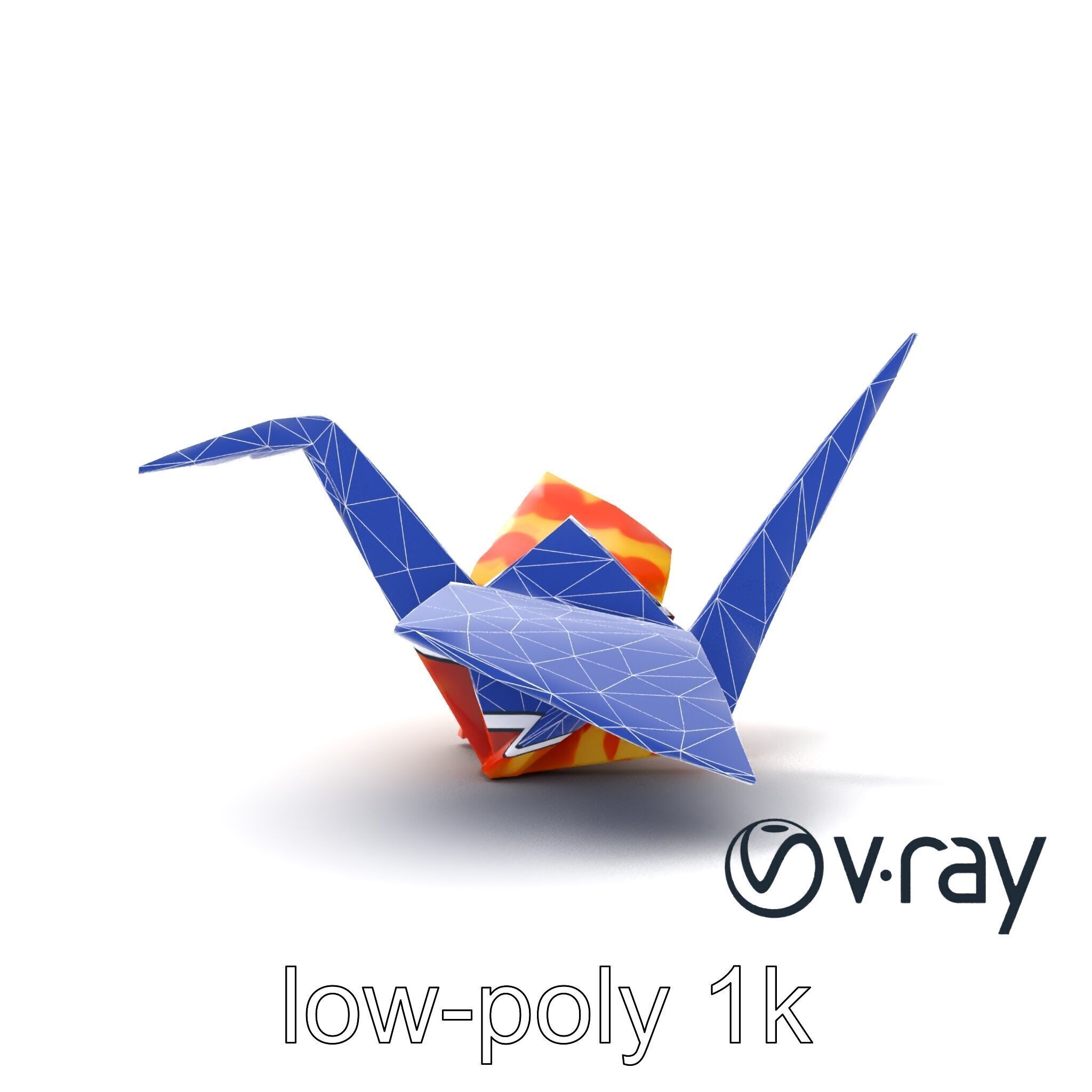 Elegant Origami Crane model pack Low-poly 3D model_31