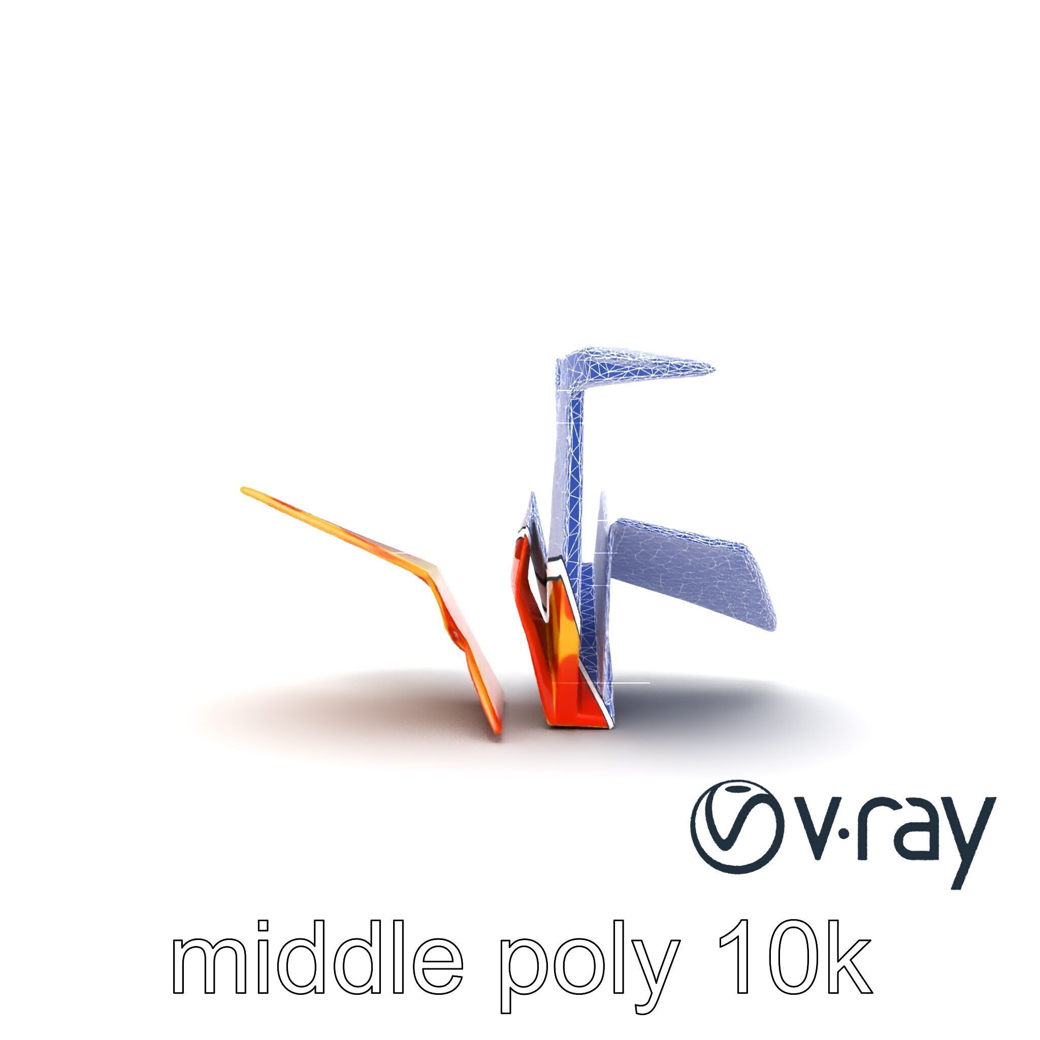 Elegant Origami Crane model pack Low-poly 3D model_17