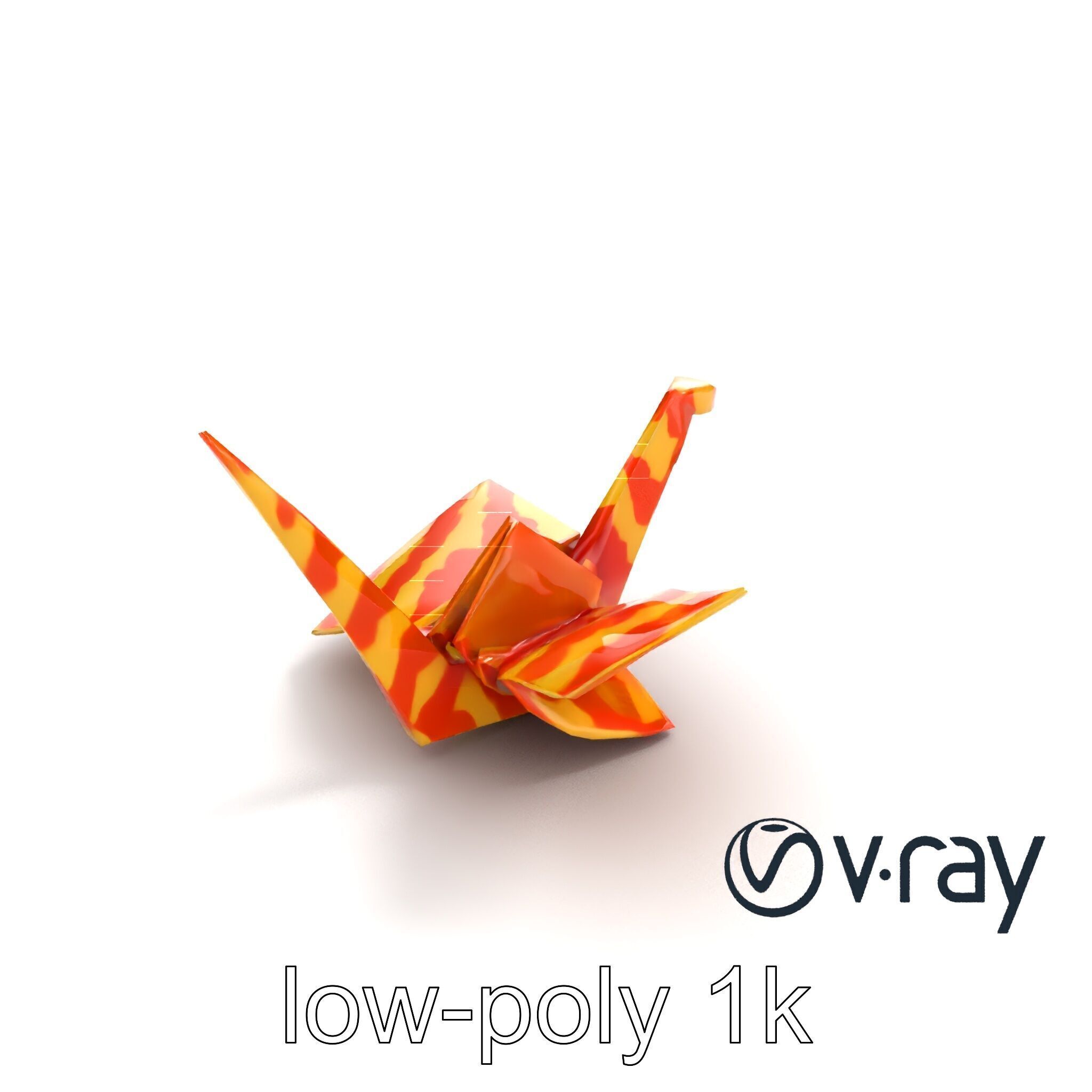 Elegant Origami Crane model pack Low-poly 3D model_5