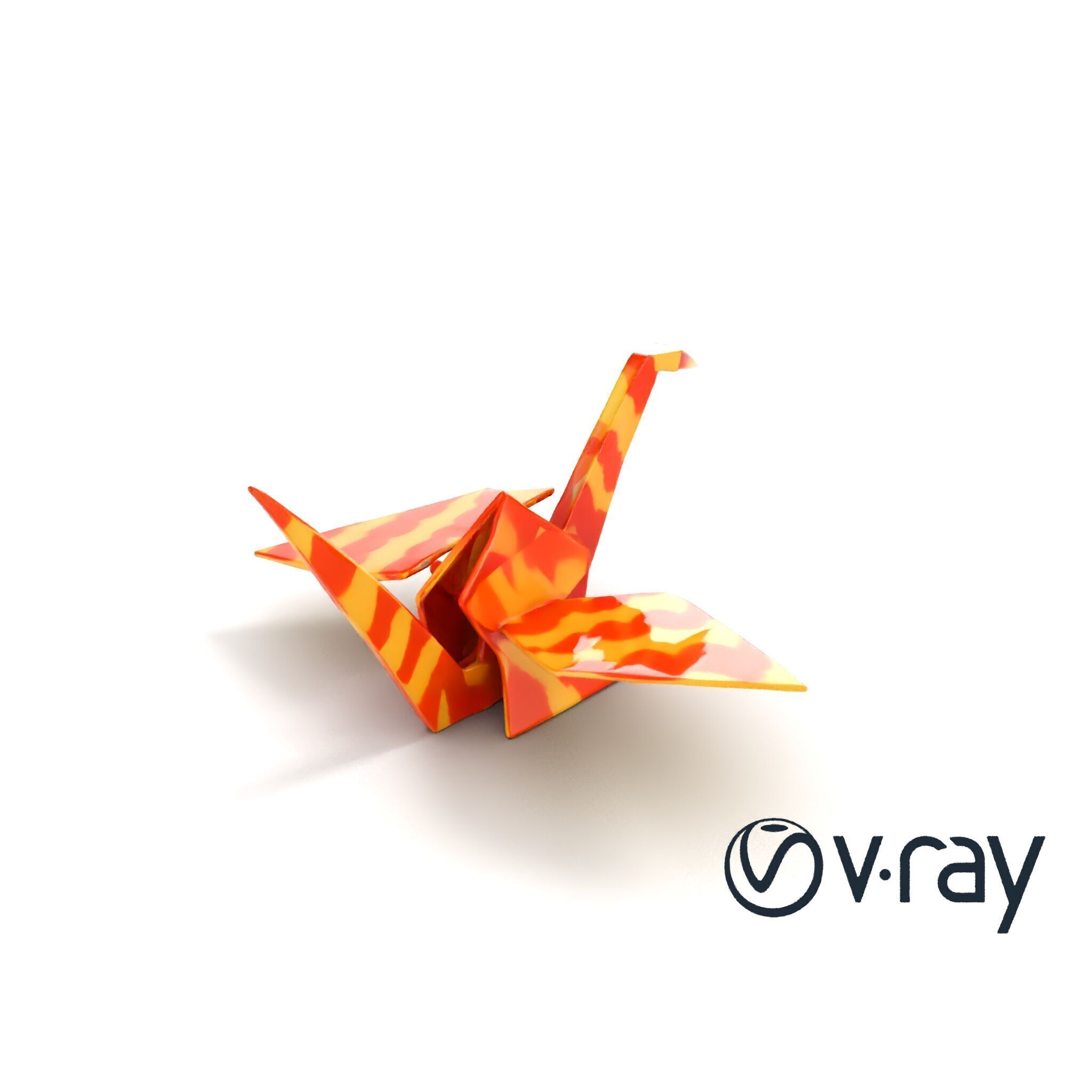 Elegant Origami Crane model pack Low-poly 3D model_15