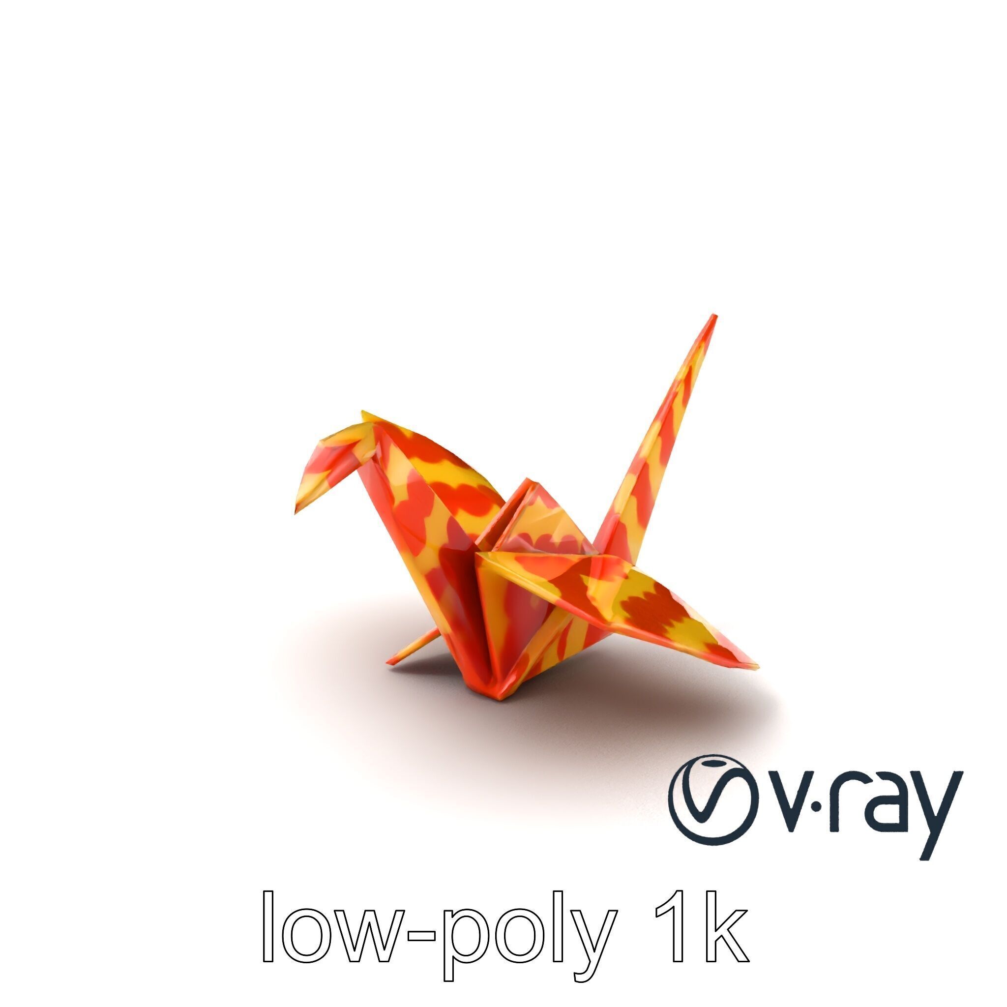 Elegant Origami Crane model pack Low-poly 3D model_2