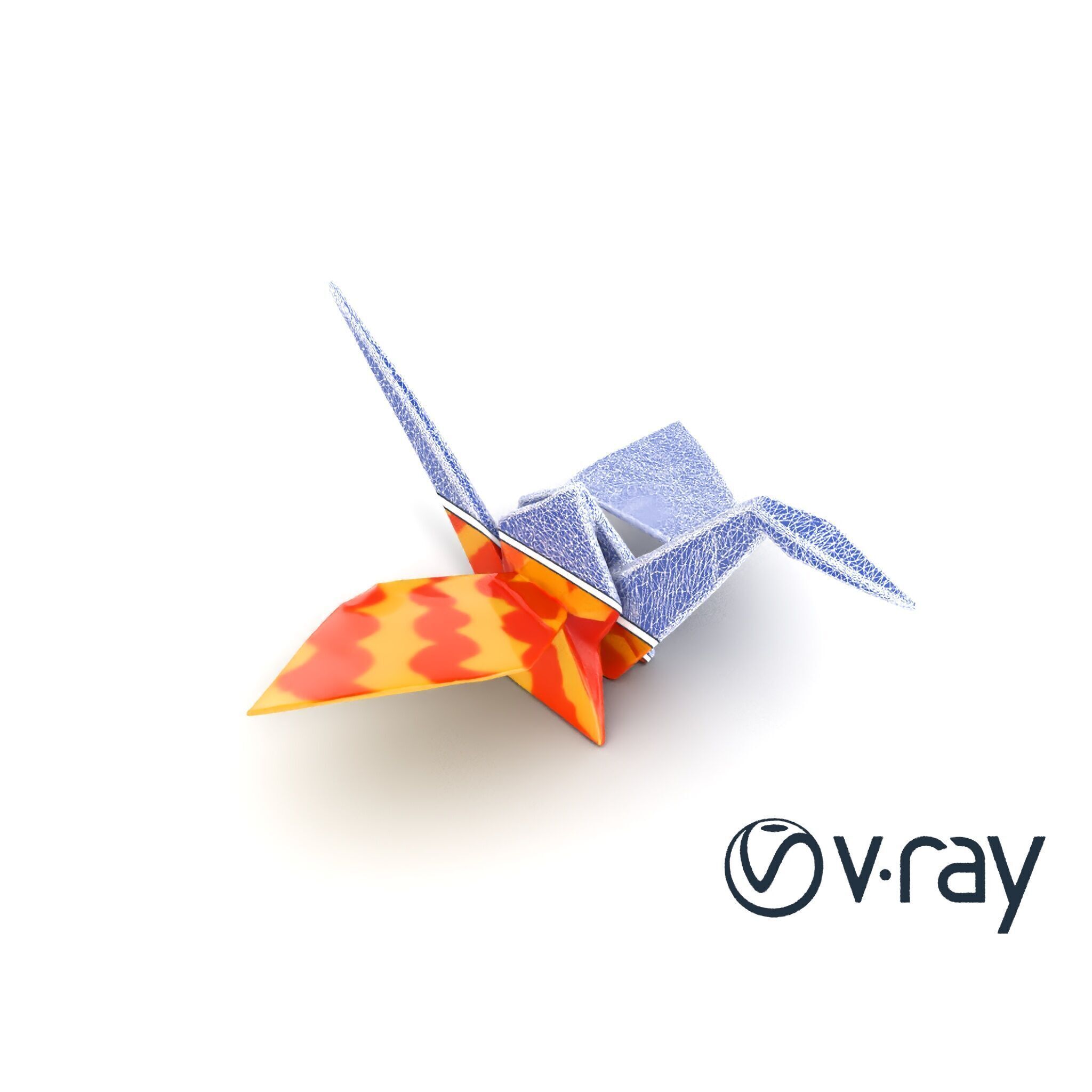 Elegant Origami Crane model pack Low-poly 3D model_22