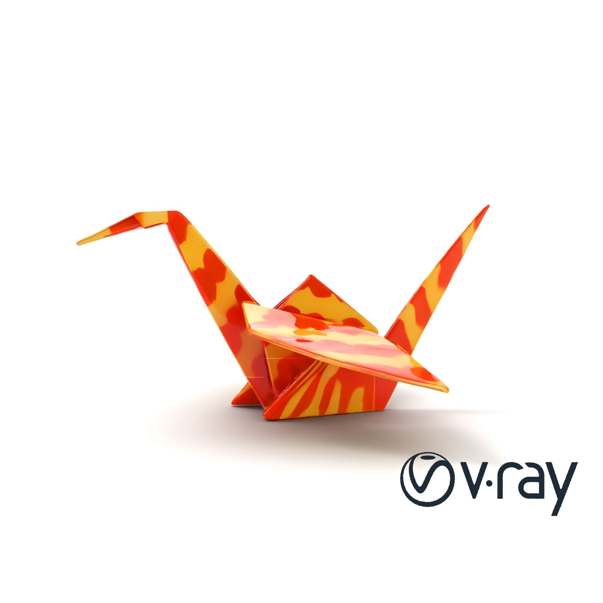Elegant Origami Crane model pack Low-poly 3D model_28
