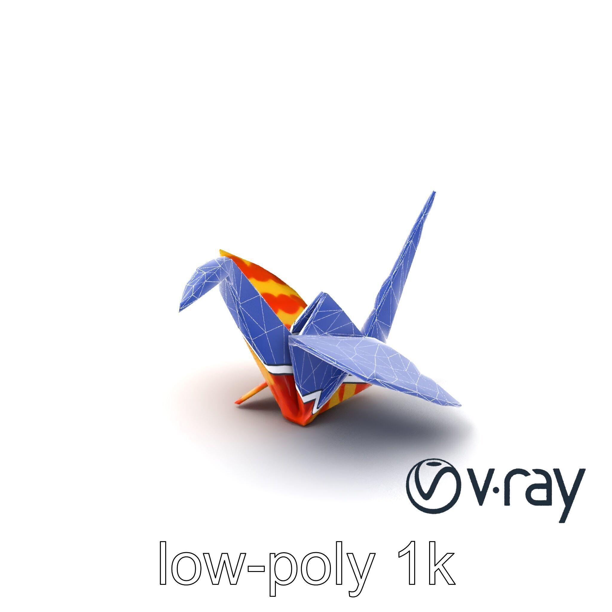 Elegant Origami Crane model pack Low-poly 3D model_21