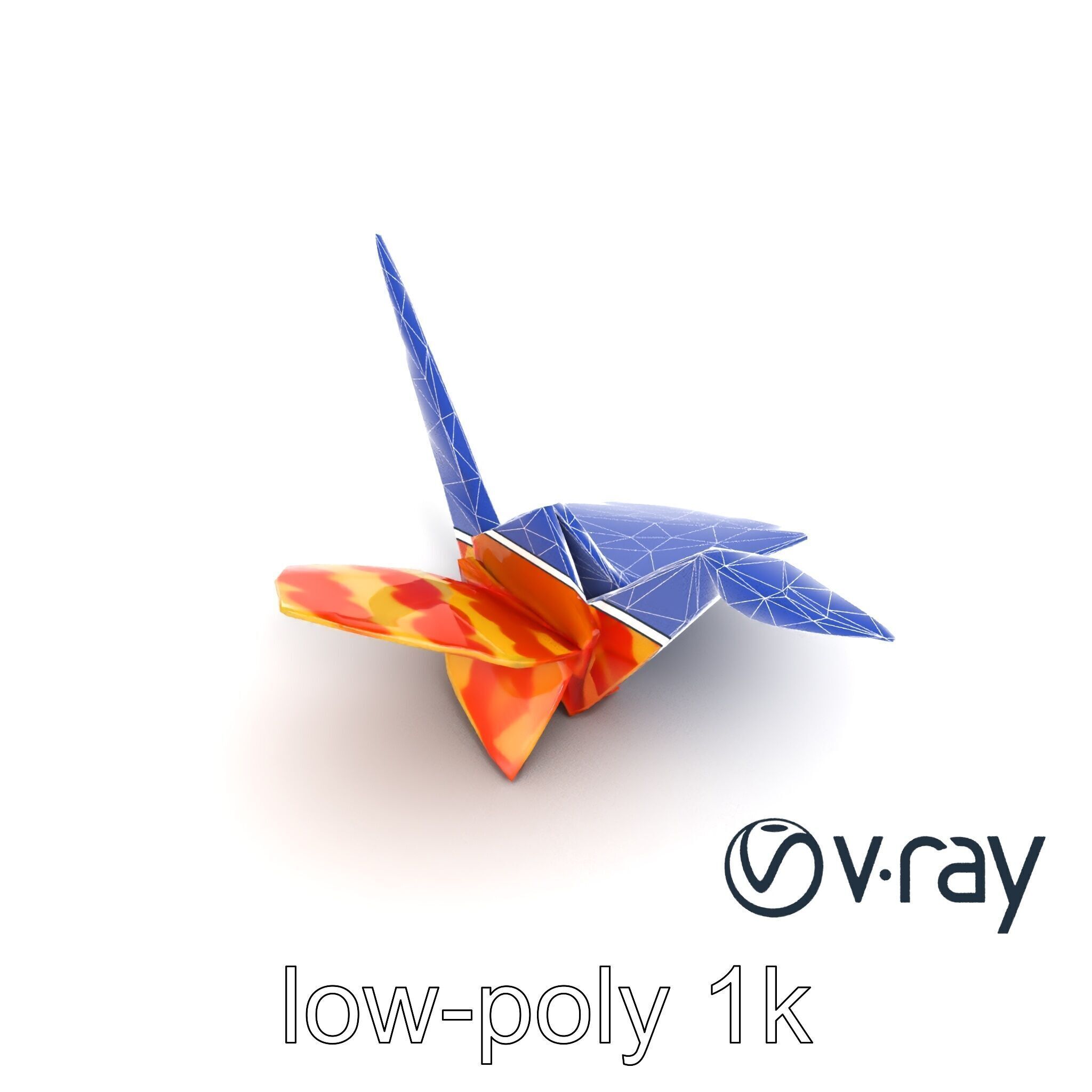 Elegant Origami Crane model pack Low-poly 3D model_25