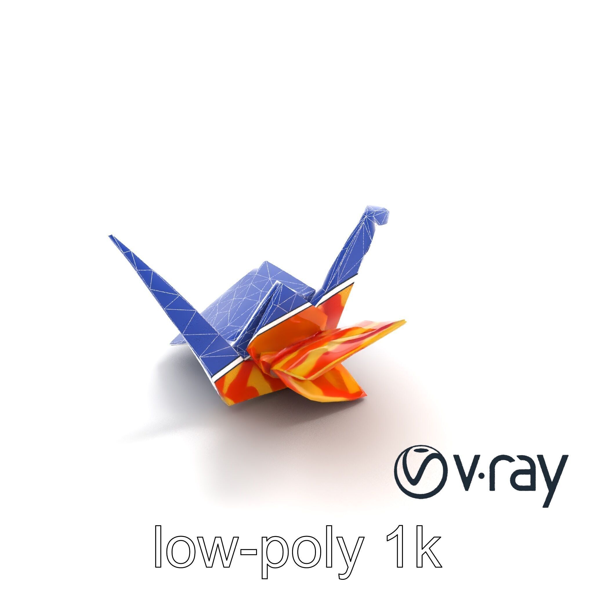 Elegant Origami Crane model pack Low-poly 3D model_16