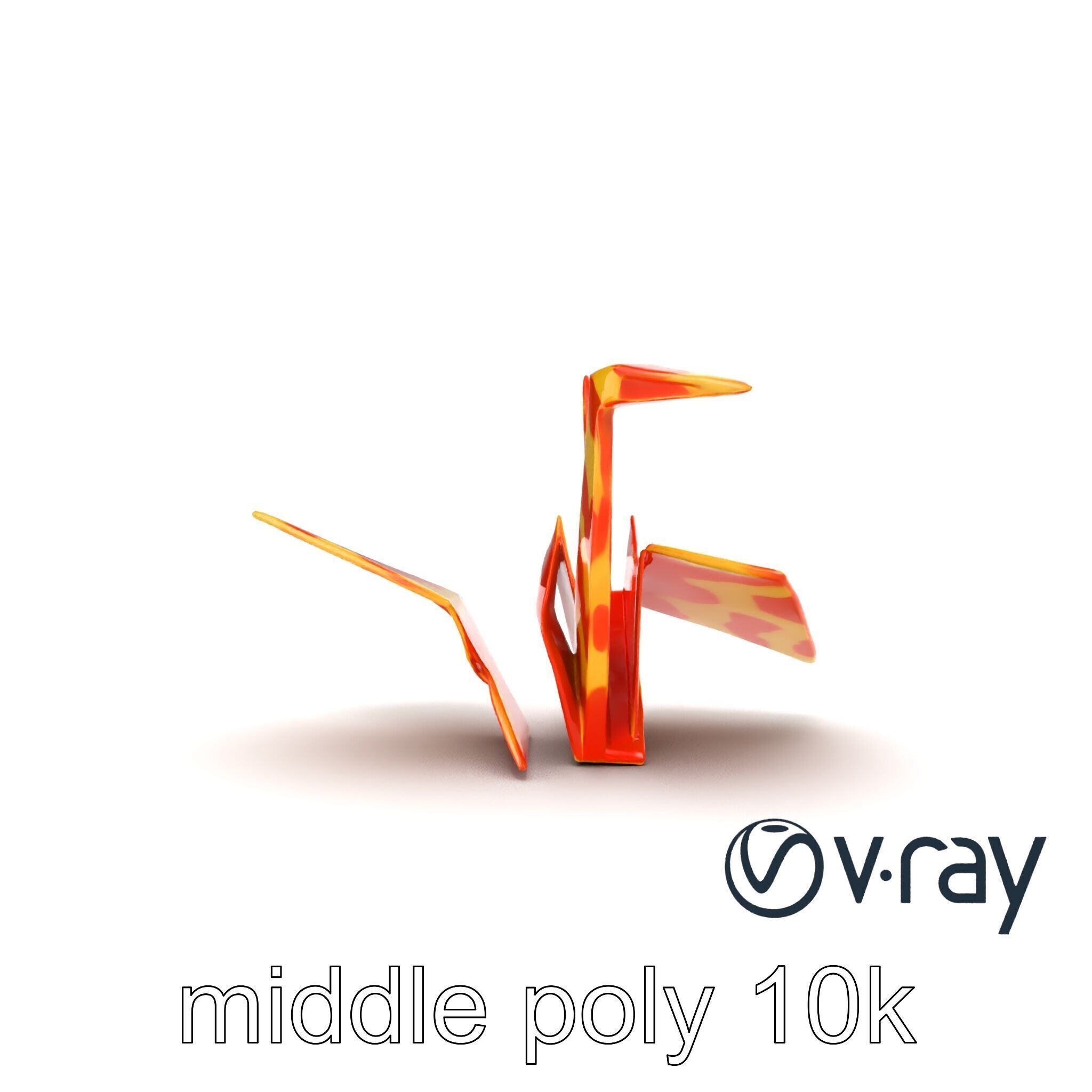 Elegant Origami Crane model pack Low-poly 3D model_19