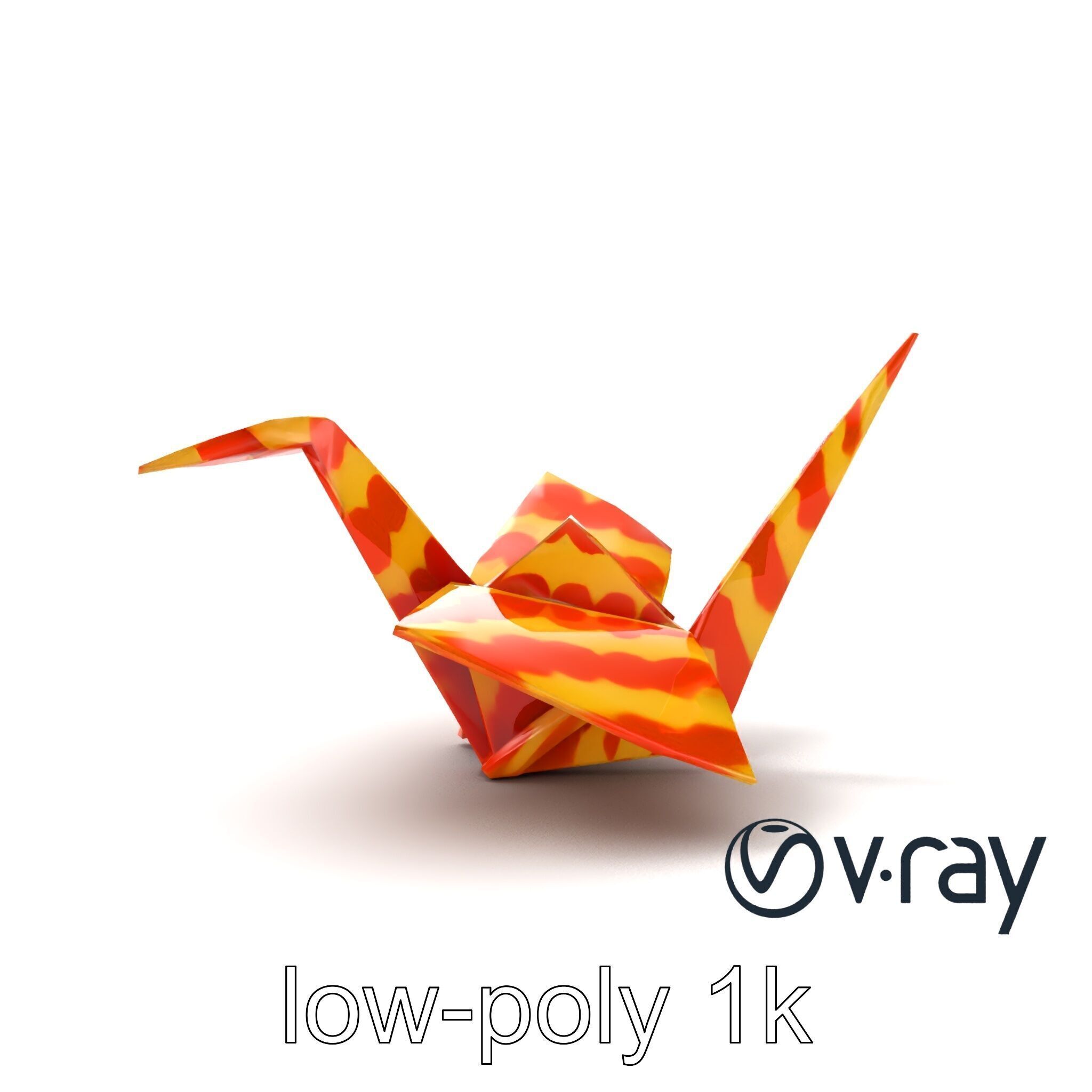 Elegant Origami Crane model pack Low-poly 3D model_20