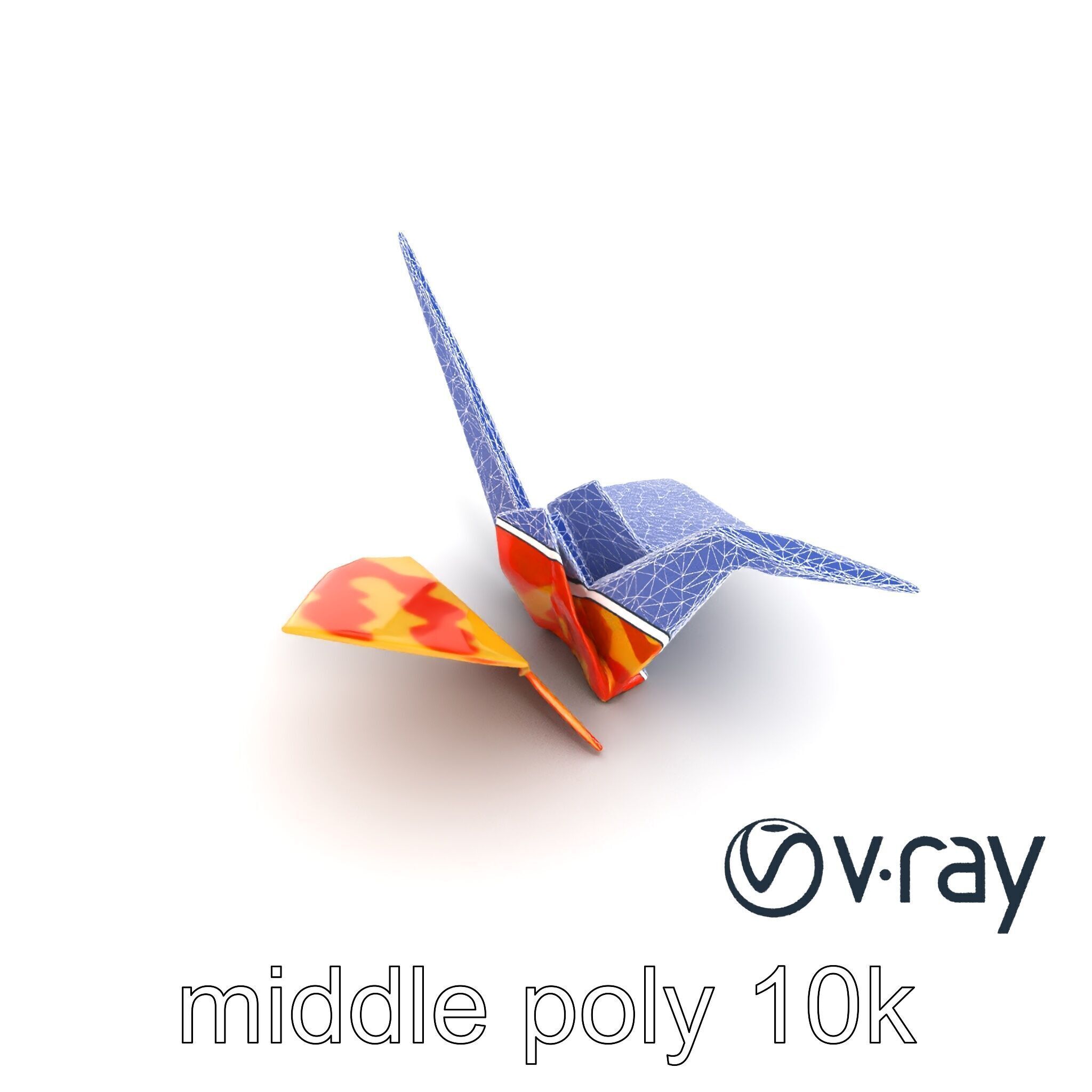 Elegant Origami Crane model pack Low-poly 3D model_12