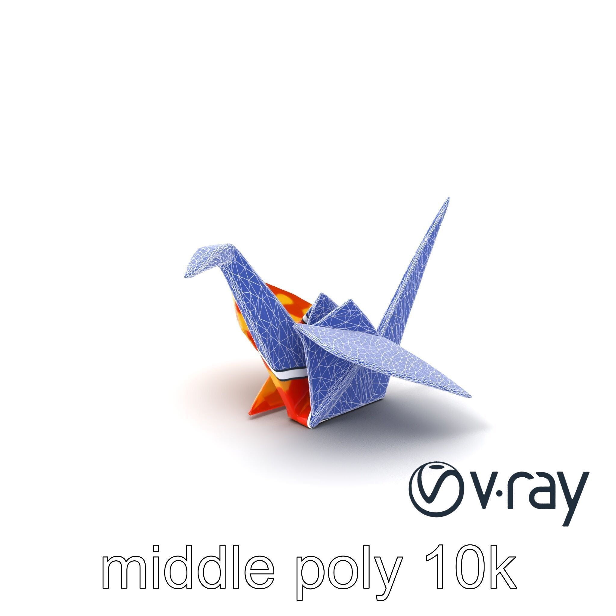 Elegant Origami Crane model pack Low-poly 3D model_7