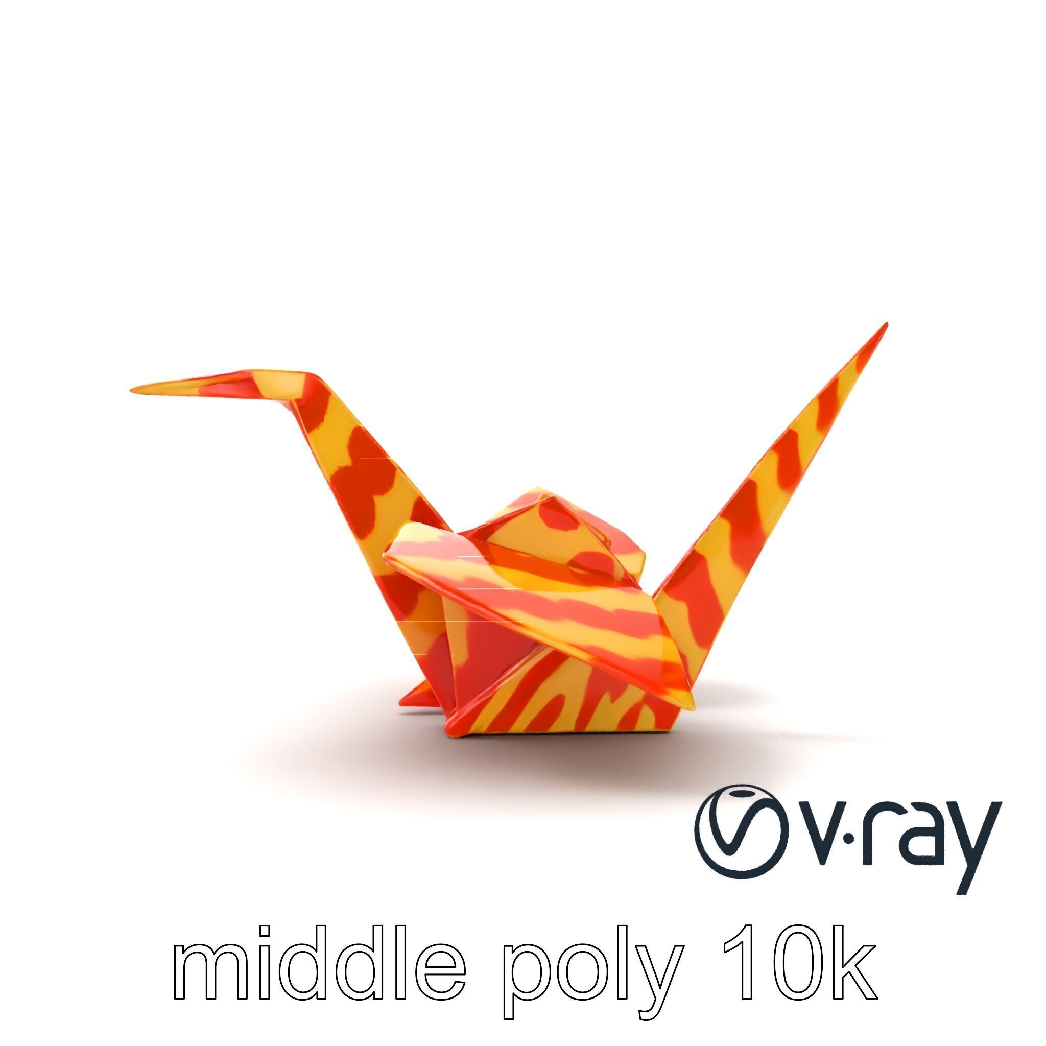Elegant Origami Crane model pack Low-poly 3D model_23