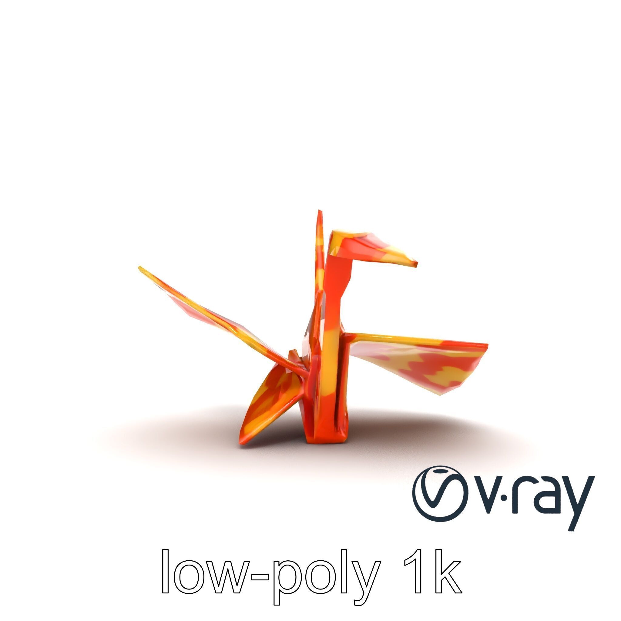 Elegant Origami Crane model pack Low-poly 3D model_10