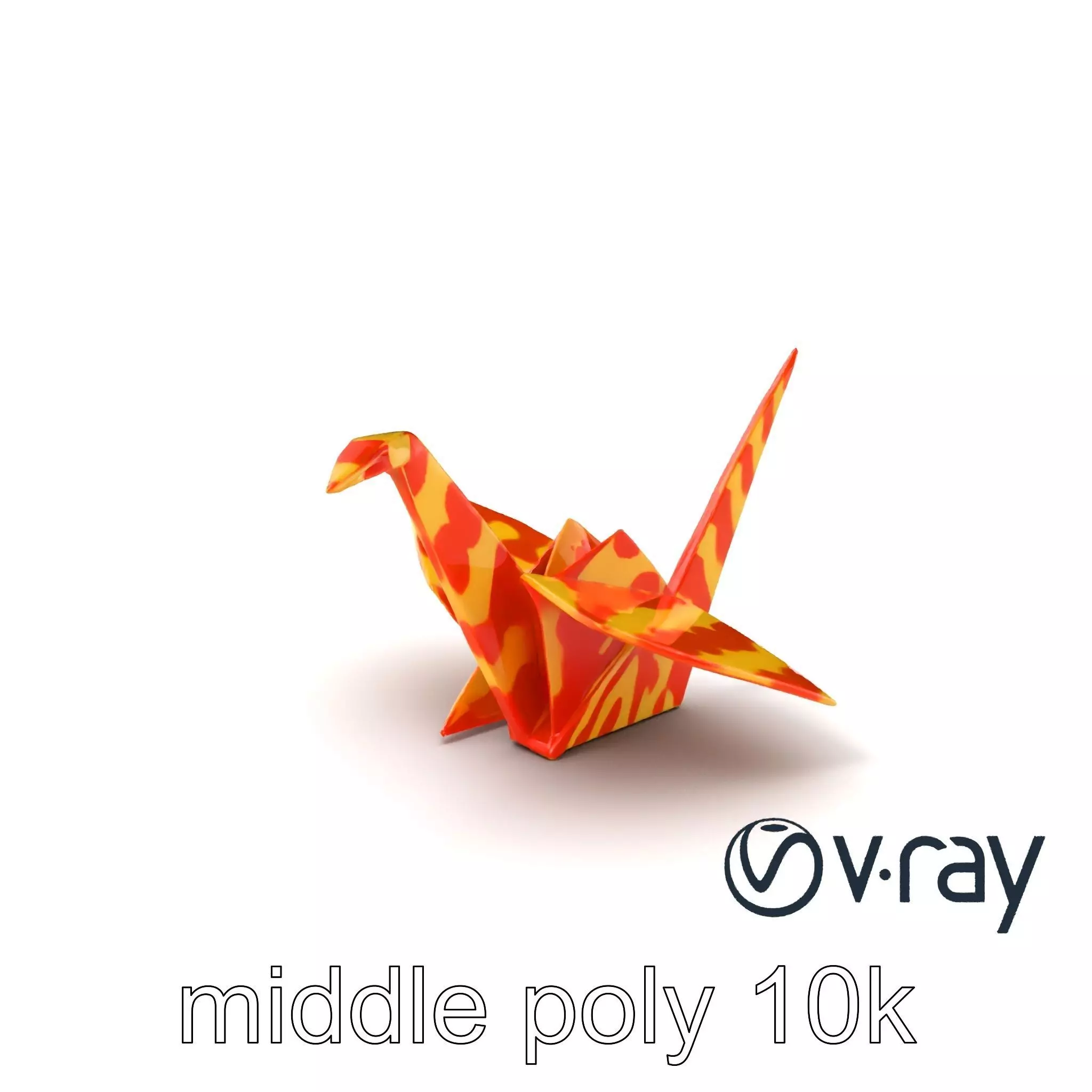 Elegant Origami Crane model pack Low-poly 3D model_0