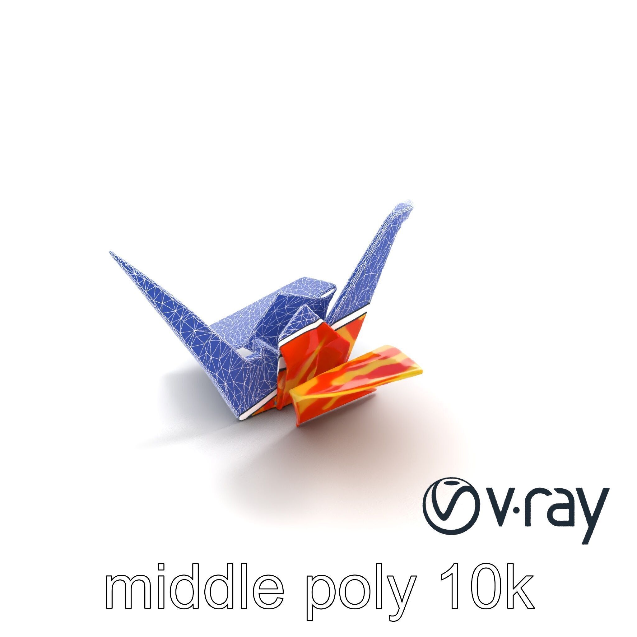 Elegant Origami Crane model pack Low-poly 3D model_11