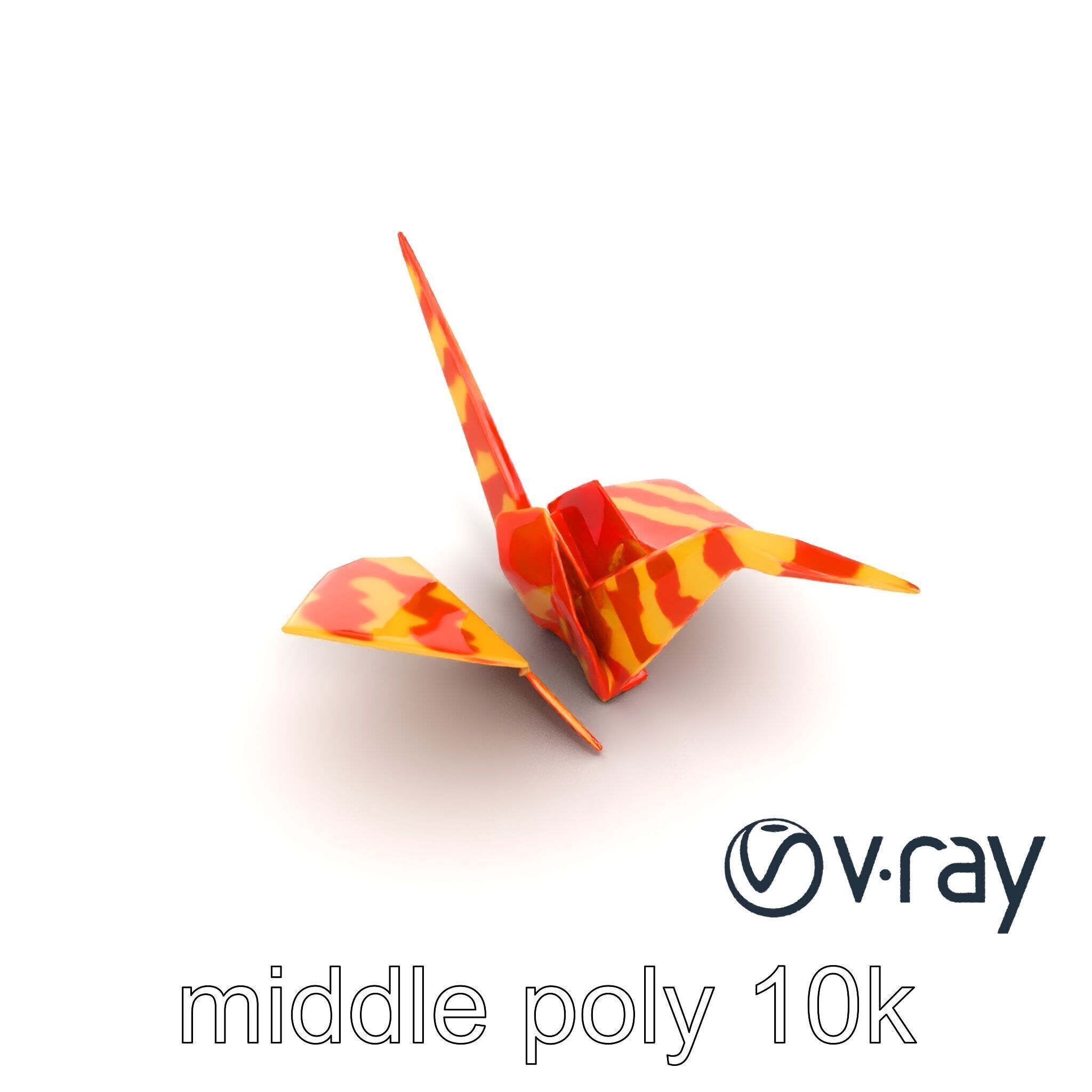 Elegant Origami Crane model pack Low-poly 3D model_27