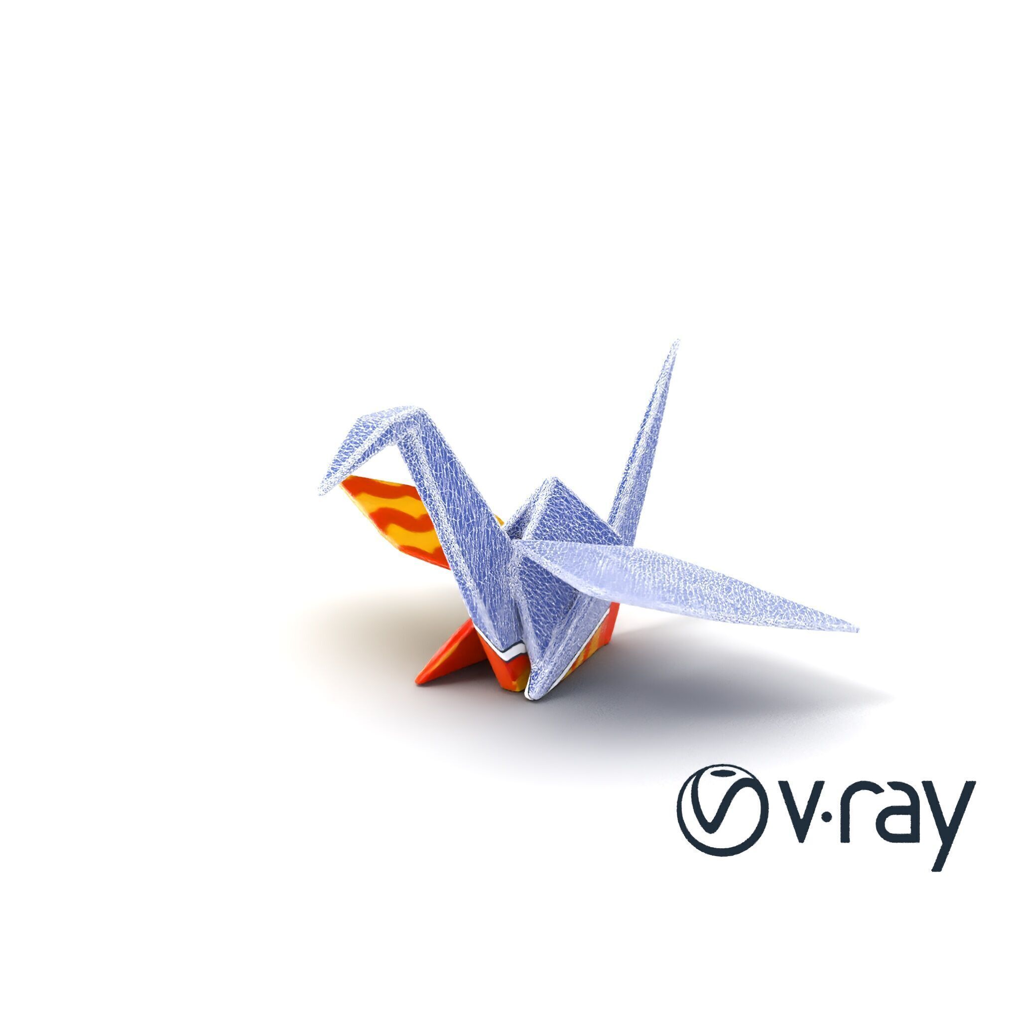 Elegant Origami Crane model pack Low-poly 3D model_9