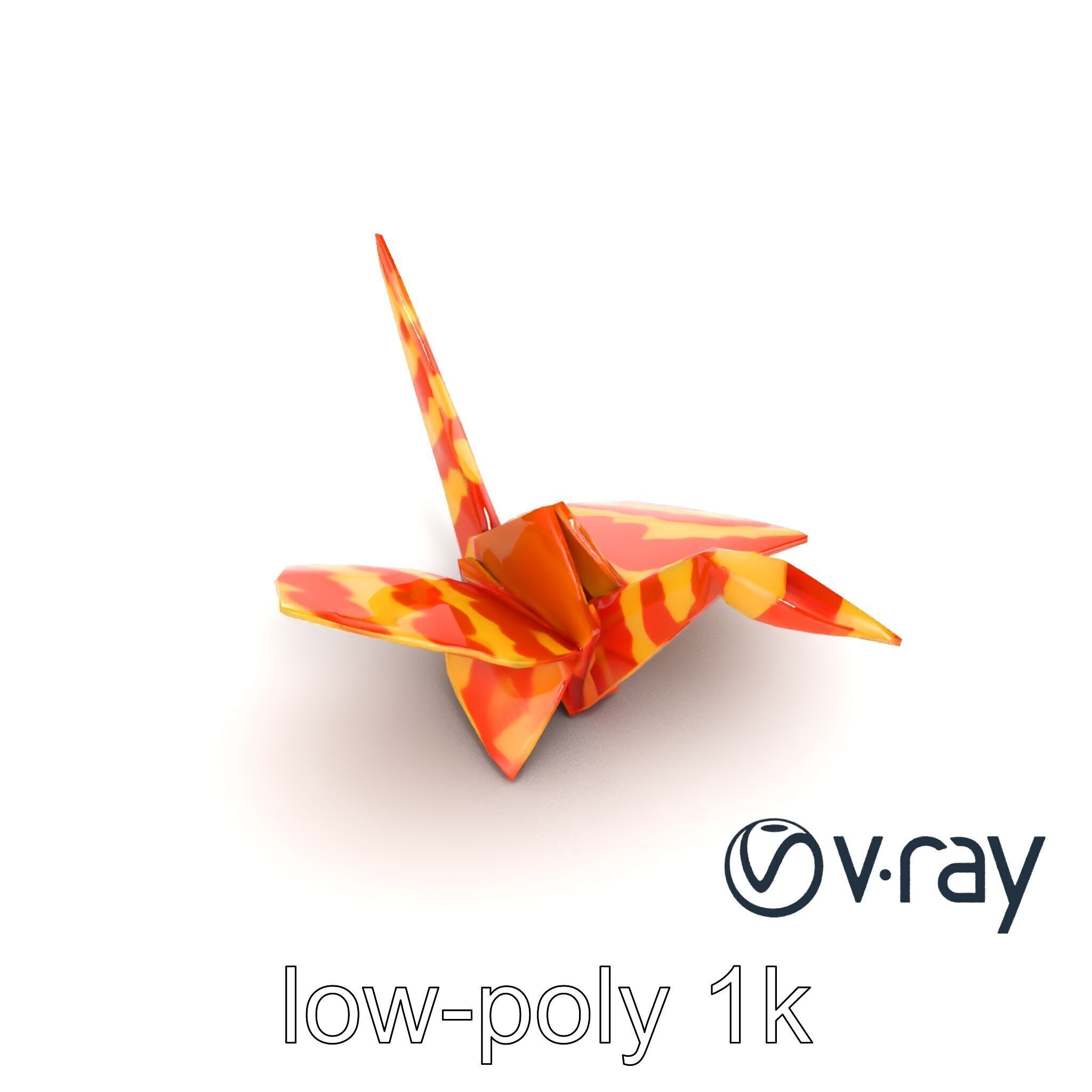 Elegant Origami Crane model pack Low-poly 3D model_8