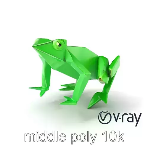 Dynamic Origami Jumping Frog model pack Low-poly 3D model